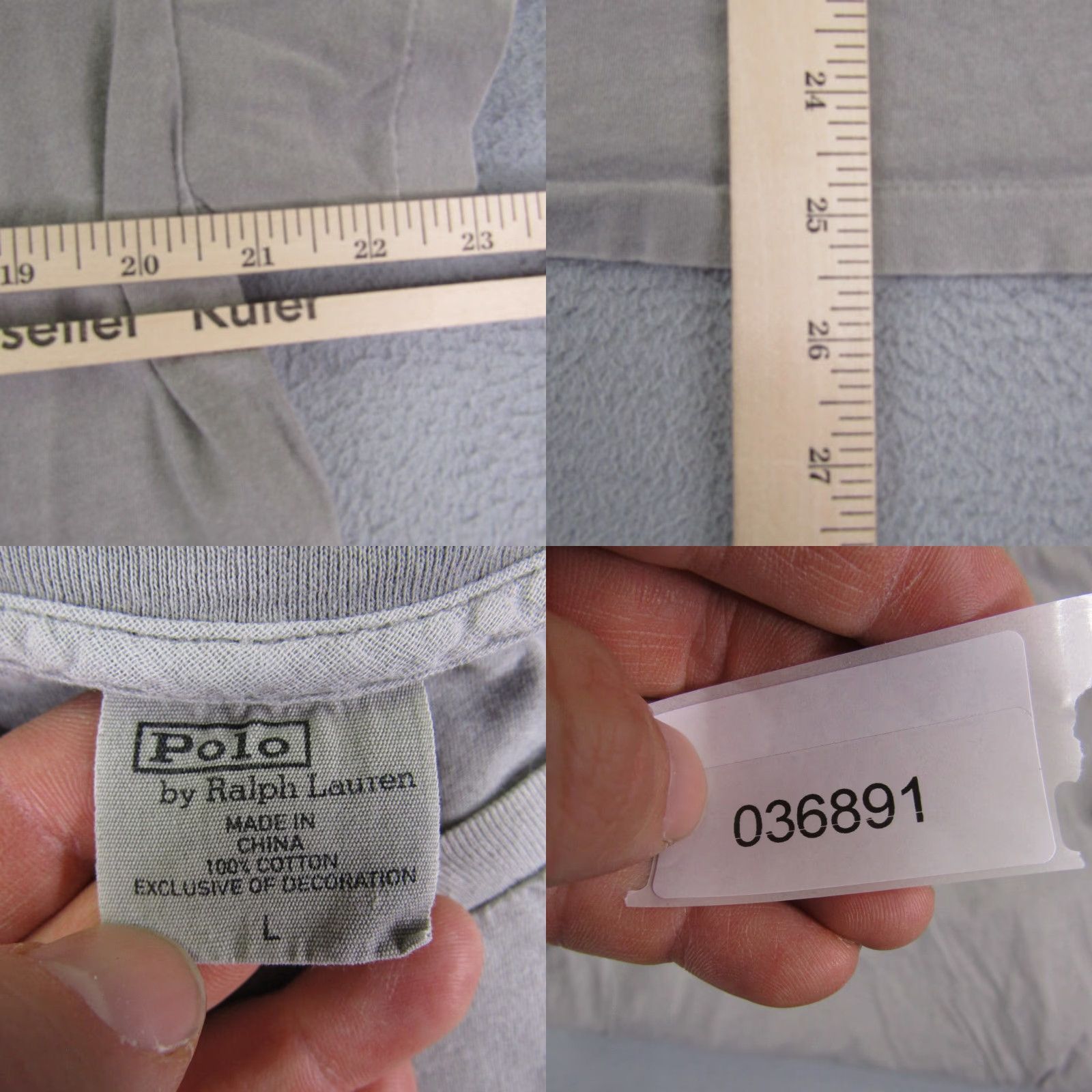 Polo Ralph Lauren VINTAGE Polo Ralph Lauren Shirt Mens Large Gray Solid V-Neck Short Sleeve Logo Casual Size US L / EU 52-54 / 3 - 8 Thumbnail