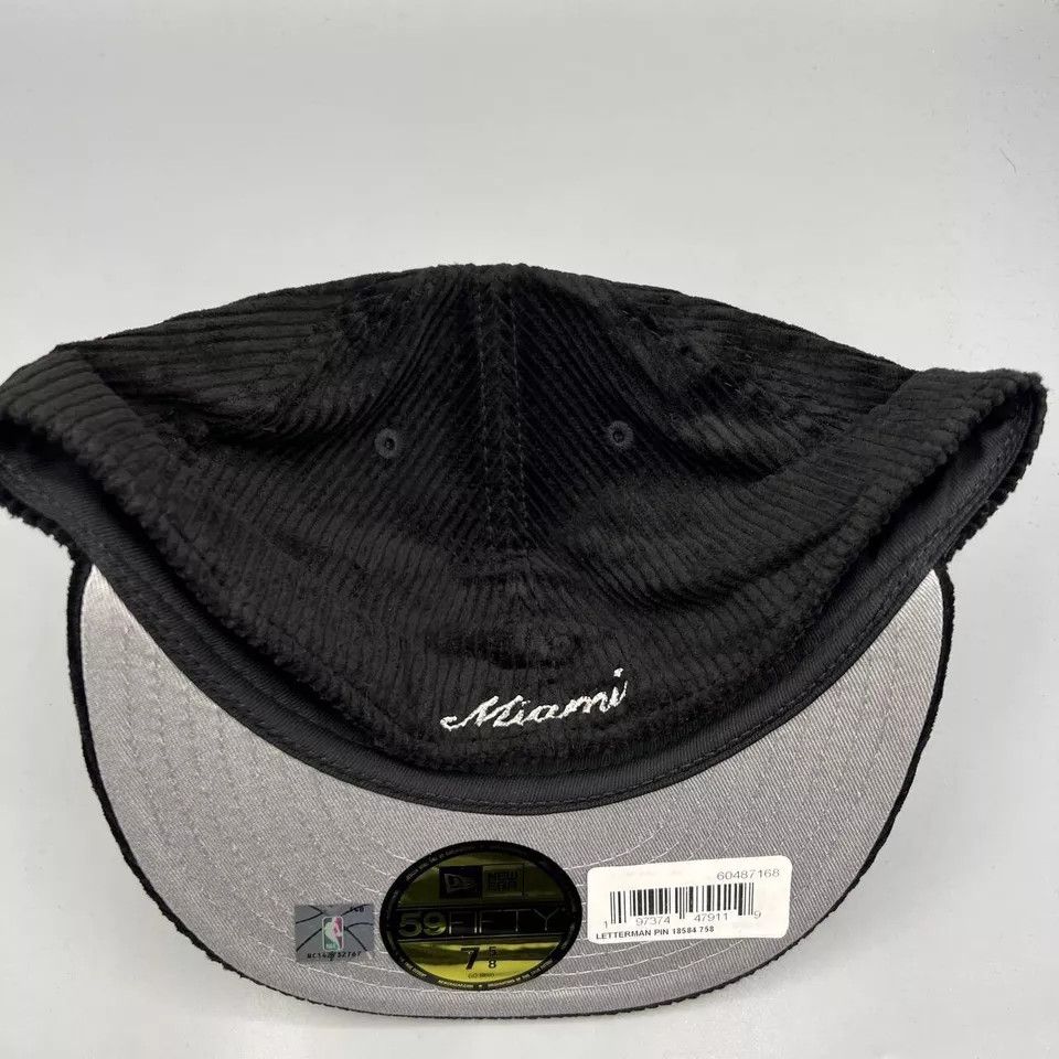 New Era Miami Heat Hat Men 7 5/8 Corduroy 59Fifty New Era Fitted Cap Size ONE SIZE - 6 Thumbnail