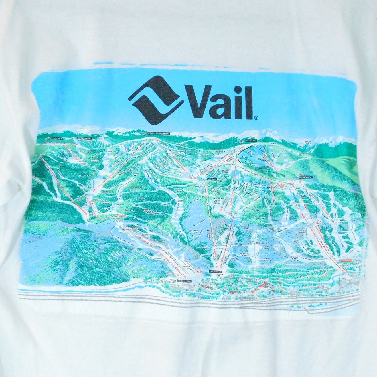 Gildan Y2K Vail Ski Resort T Shirt Size S Double Sided Trail Map Size US S / EU 44-46 / 1 - 5 Thumbnail