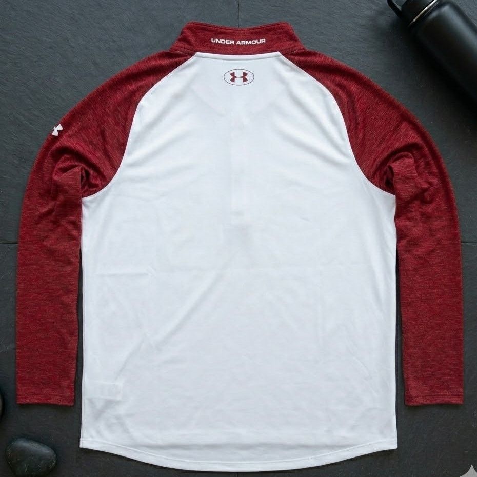 Under Armour Under Armour Tech 1/4 Zip Pullover Mens XL White Red Long Size US XL / EU 56 / 4 - 7 Thumbnail