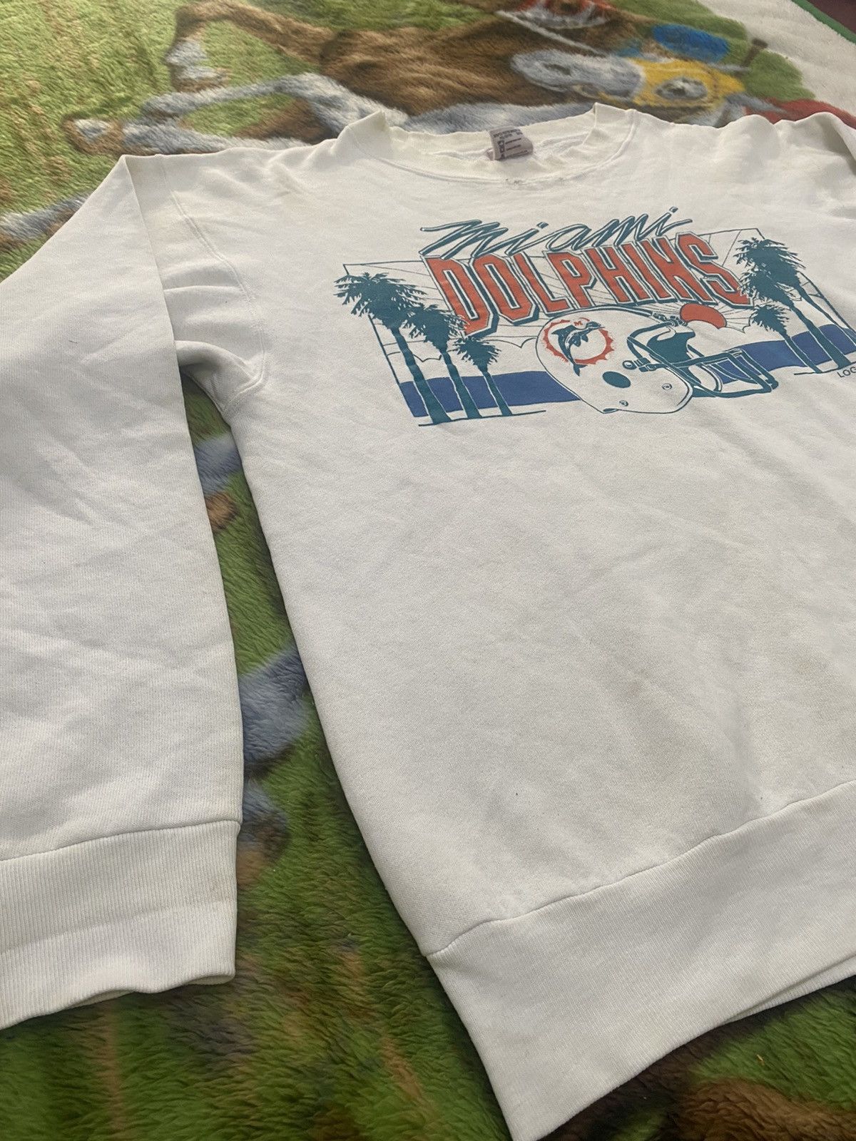 NFL VINTAGE 80s MIAMI DOLPHIN NFL BIG LOGO SWEATSHIRT ONEITA TAG Size US L / EU 52-54 / 3 - 3 Thumbnail