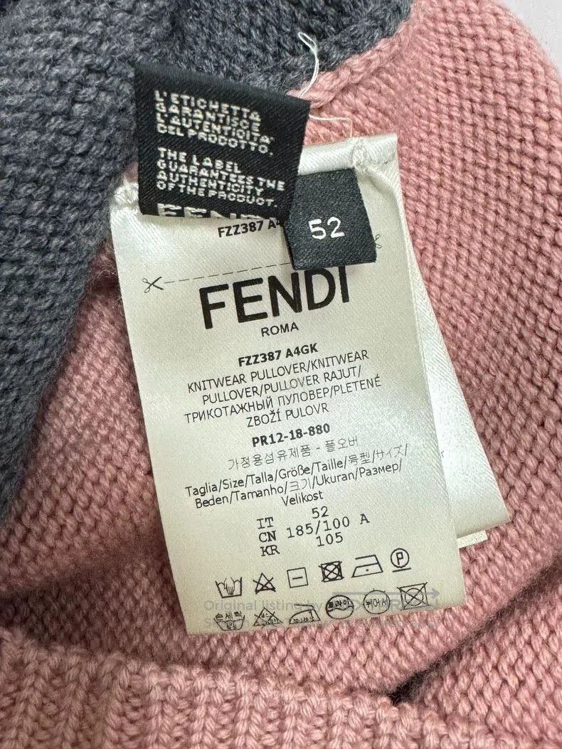 Fendi Fendi Gray Pink Colorblock Sweater. Size US XL / EU 56 / 4 - 5 Thumbnail