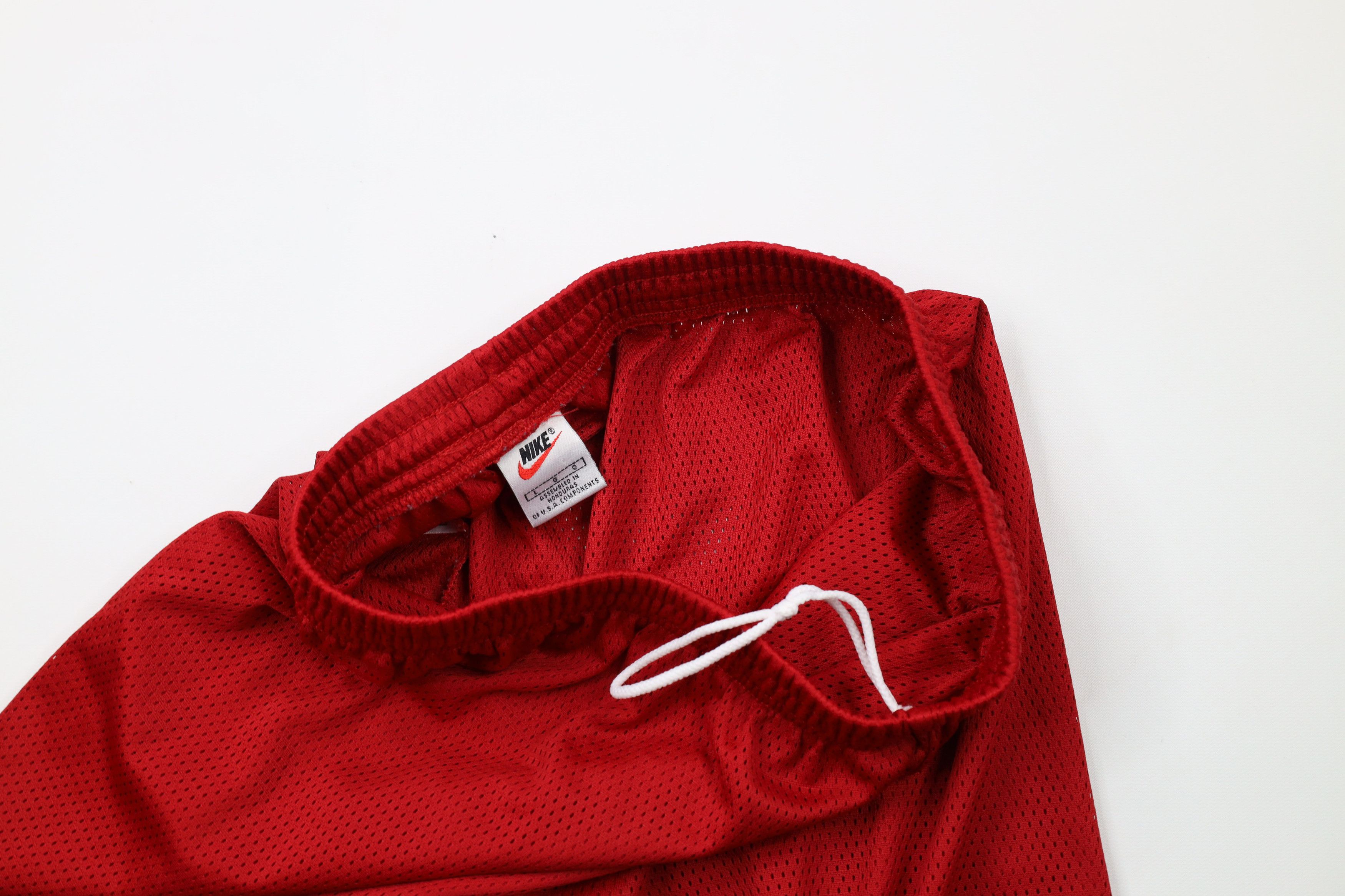 Nike × Vintage Vintage 90s Nike Mini Swoosh Above Knee Mesh Shorts Red Size US 34 / EU 50 - 6 Thumbnail