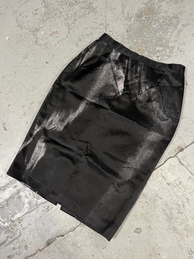 Roberto Cavalli × Vintage Roberto Cavalli Silver Paint Black Skirt Size 28" / US 6 / IT 42 - 6 Thumbnail
