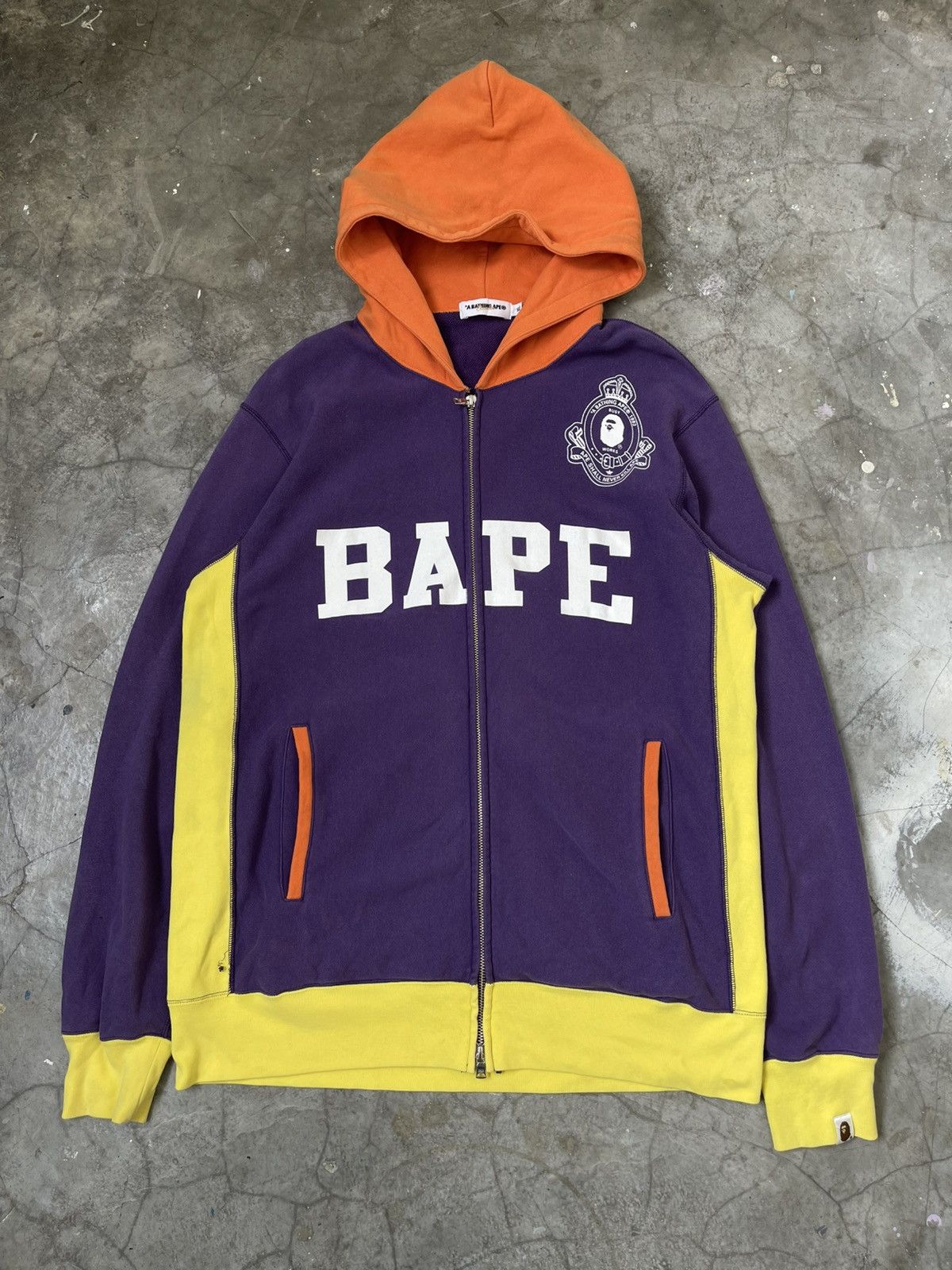 Bape OG Bape Spellout Logo Multicolor Zip Hoodie Purple Size US XL / EU 56 / 4 - 1 Thumbnail