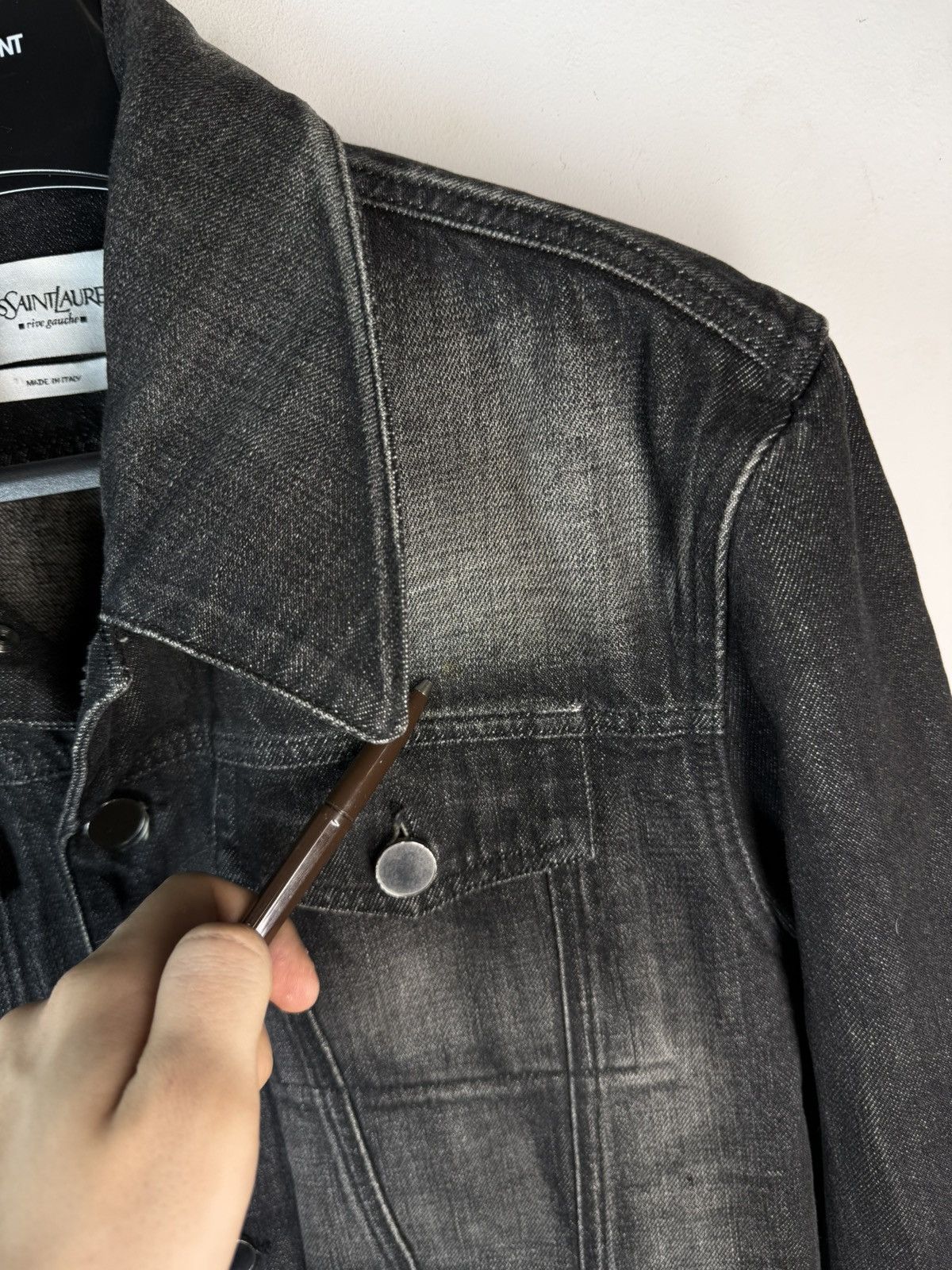 Yves Saint Laurent Tom Ford YSL Denim Jacket Black Italy Size US M / EU 48-50 / 2 - 23 Thumbnail