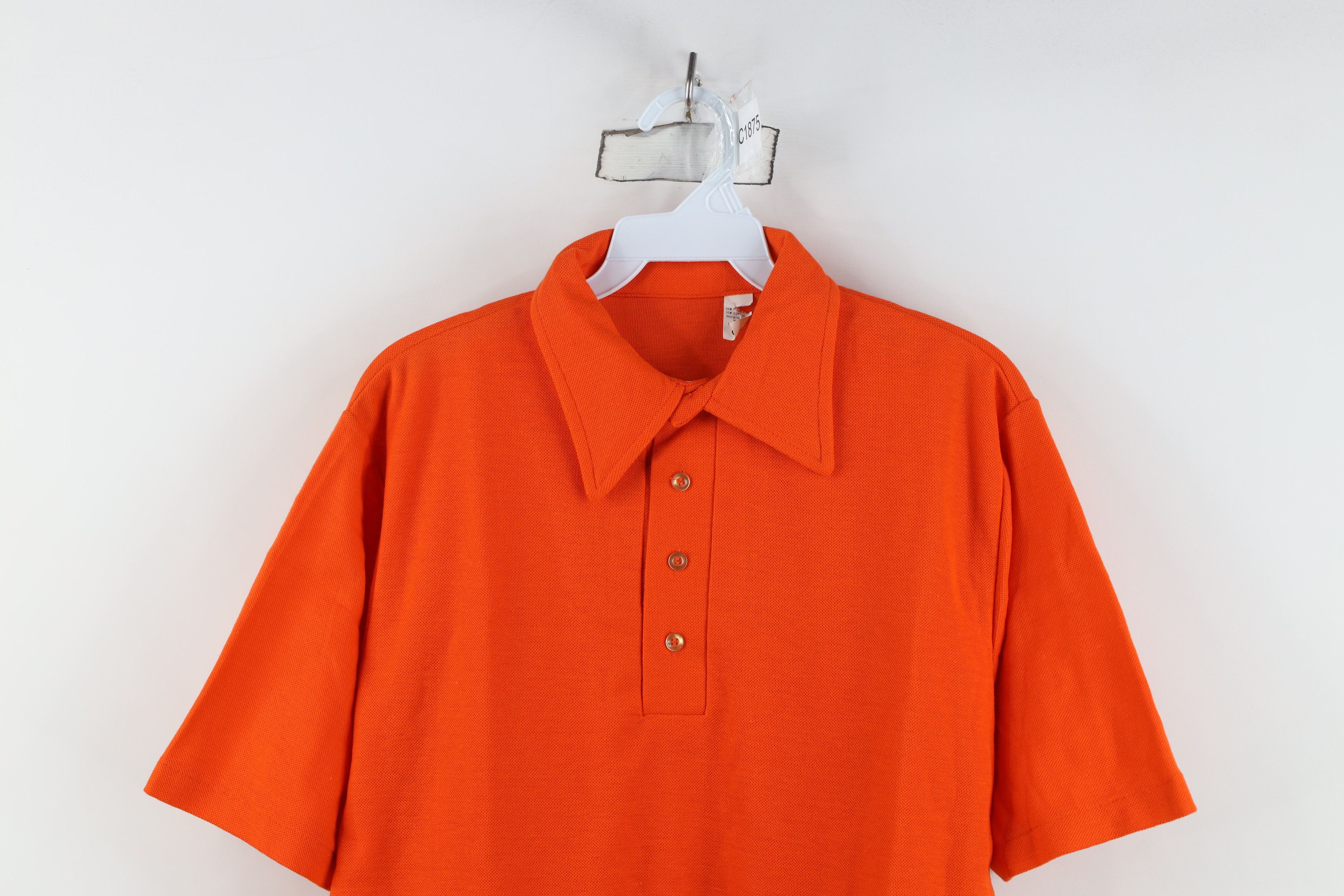Vintage Vintage 70s Streetwear Blank Knit Golf Polo Shirt Orange USA Size US M / EU 48-50 / 2 - 2 Thumbnail