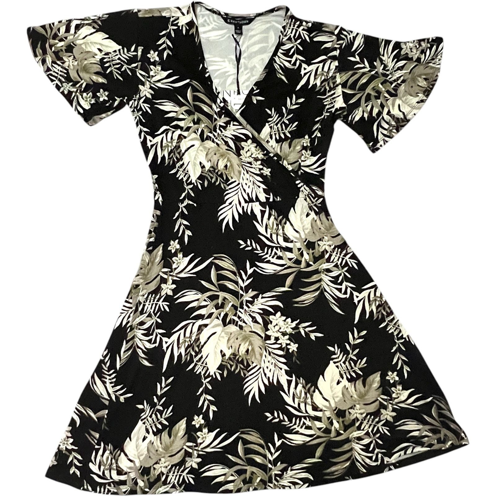 Elisse Knit Surplice Dress - Faux Wrap Short Flutter Sleeve -  qrcadvogados.com.br