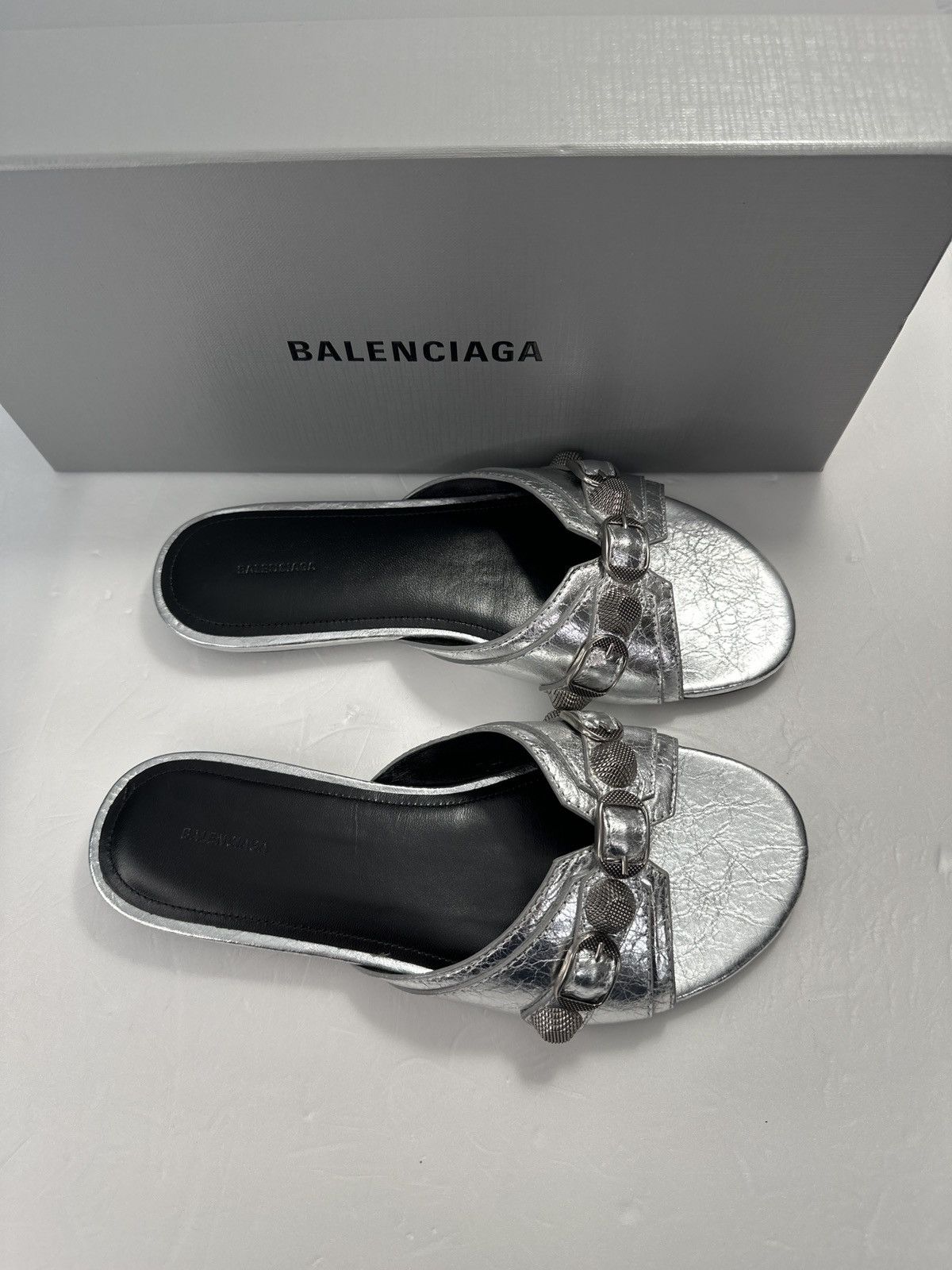 Balenciaga BALENCIAGA Cagole embellished metallic sandals Size US 7.5 / IT 37.5 - 12 Thumbnail