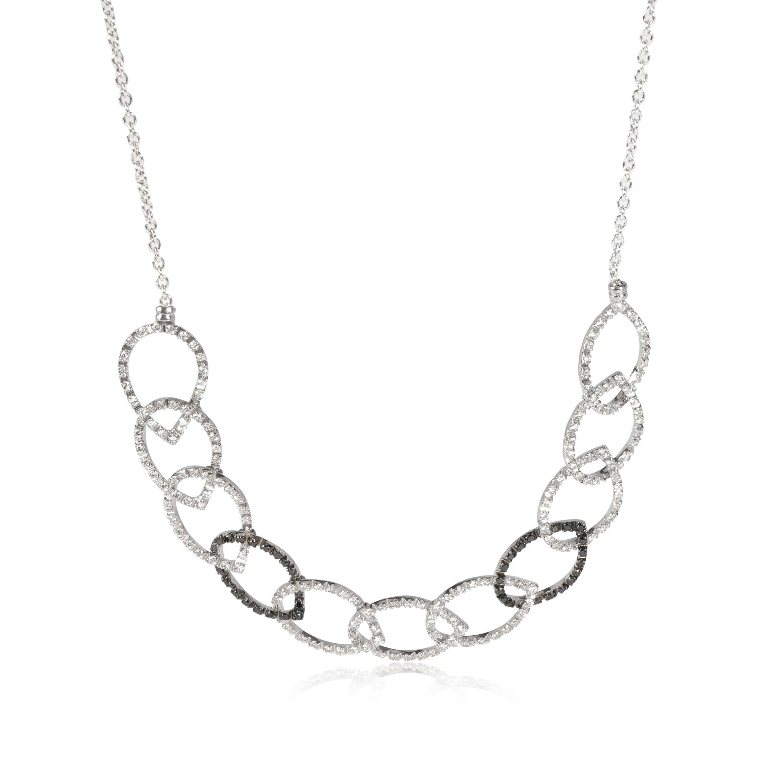image of Tiffany Co Black & White Looped Pear Shape Motif Diamond Necklace, 18K White Gold 1.77 Ctw, Women's