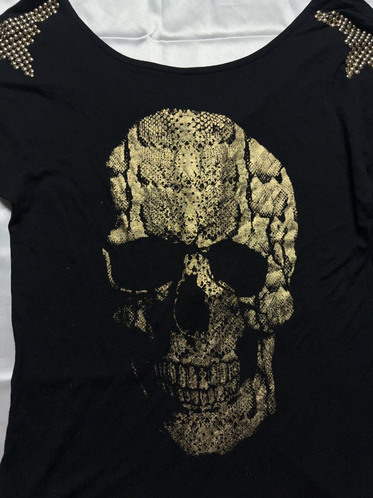 Japanese Brand × Vintage Skull printed vintage t-shirt zip up Philipp Plein style Size S / US 4 / IT 40 - 3 Thumbnail