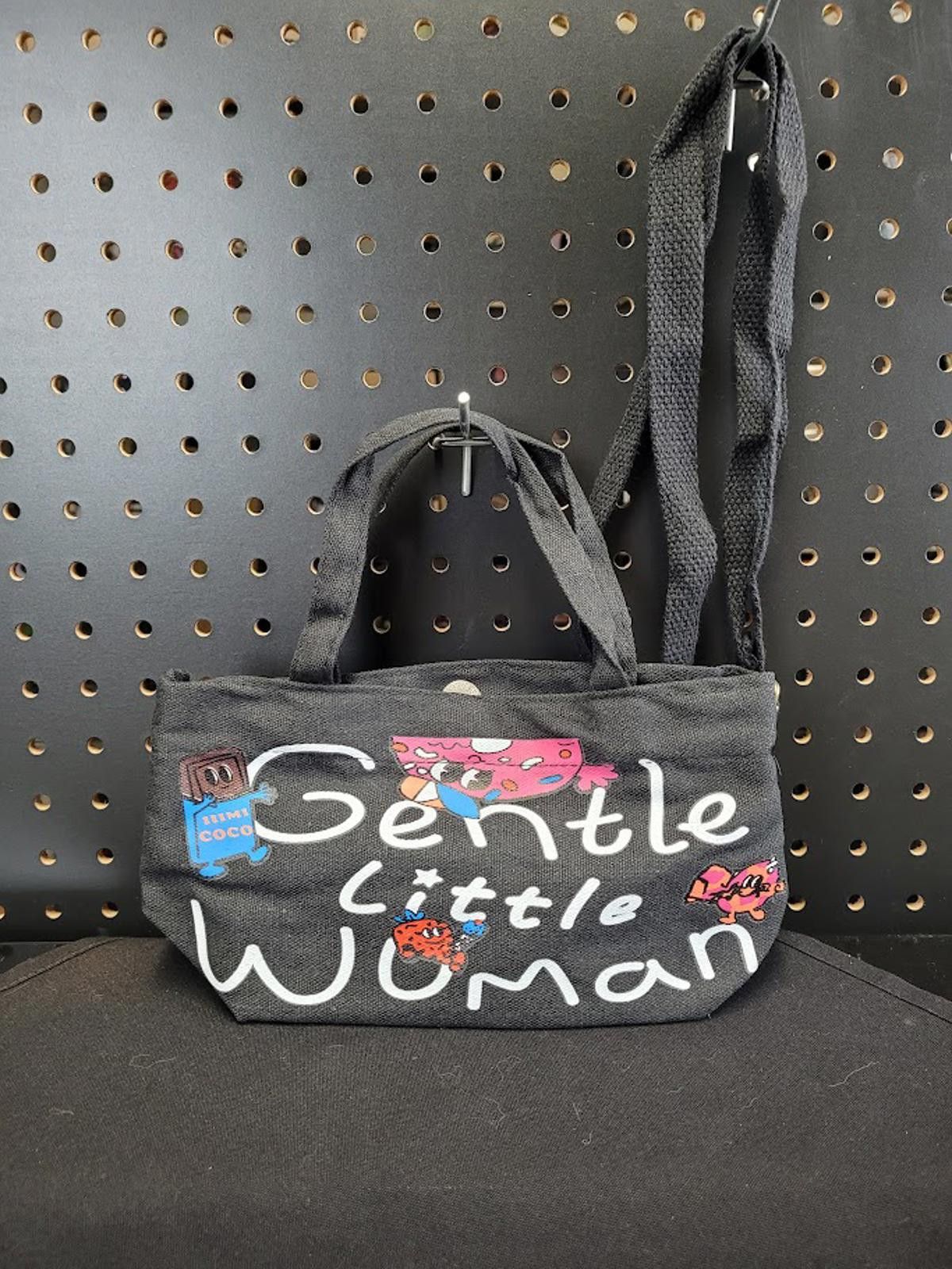 The Gentlewoman Chic Gentle Woman Black Canvas Handbag with Playful Prints Size ONE SIZE - 1 Thumbnail