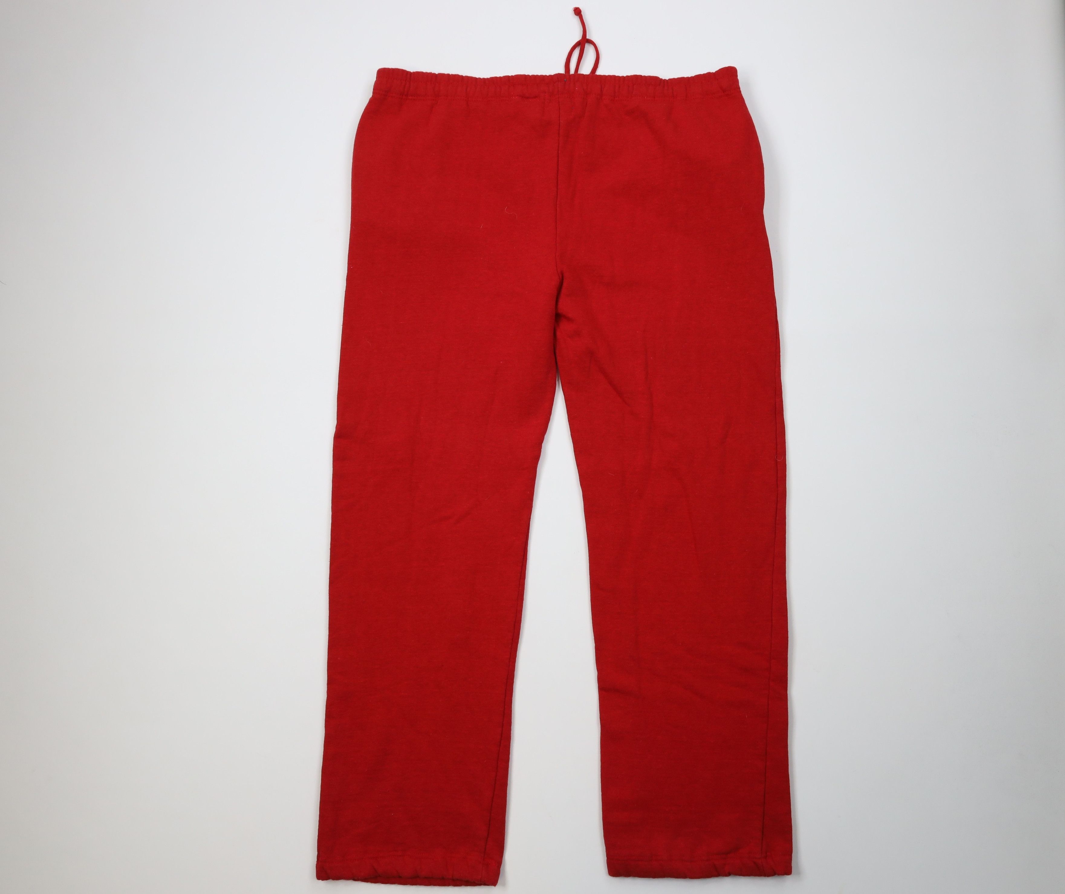 Vintage Vintage 70s Streetwear Distressed Blank Sweatpants Pants Red Size US 34 / EU 50 - 11 Thumbnail