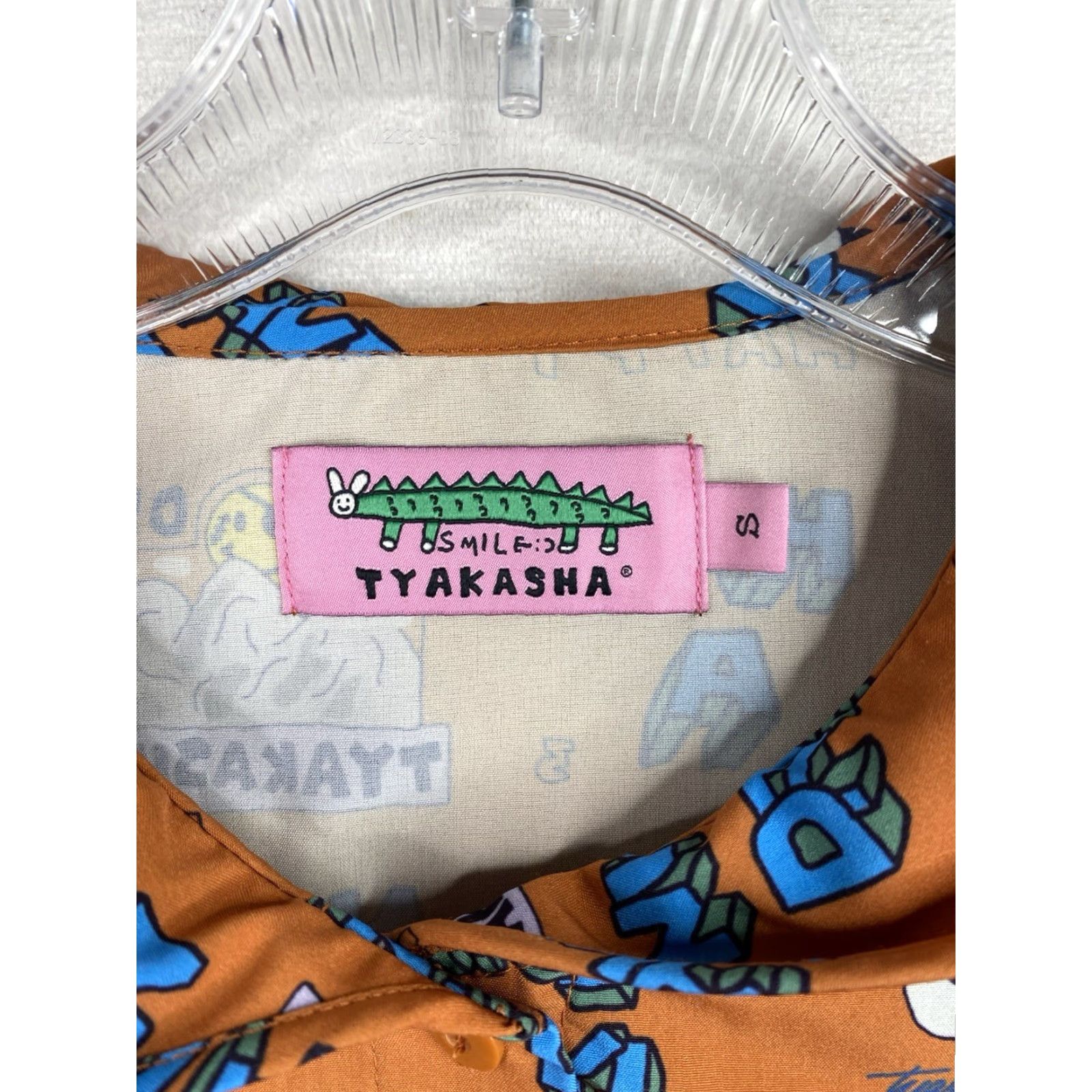 Vintage VINTAGE Tyakasha Dress Panda Print Asian Streetwear Graphic Chiffon Midi A-Line Tunic Short Sleeve Collared Button Embroidered Orange Women S Size S / US 4 / IT 40 - 3 Thumbnail