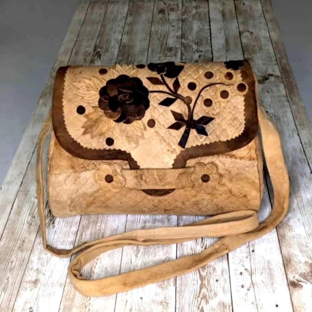 Other Amadou Mushroom Leather Bag Floral Folk Art Eco Vegan Size ONE SIZE - 1 Thumbnail