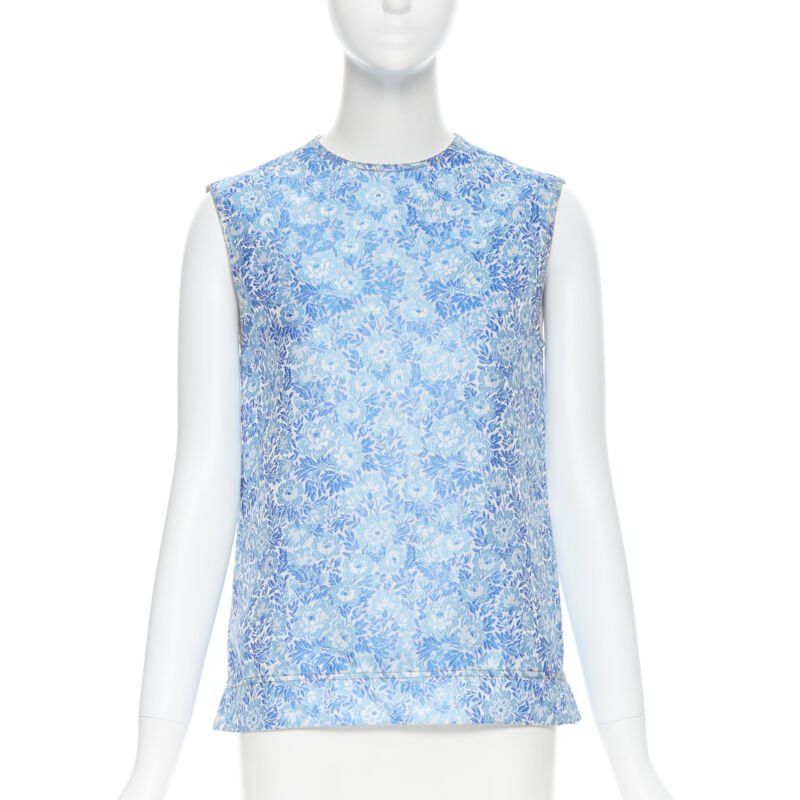 Calvin Klein CALVIN KLEIN 205W39NYC RAF SIMONS blue floral jacquard sleeveless top Fr36 S Size S / US 4 / IT 40 - 1 Thumbnail