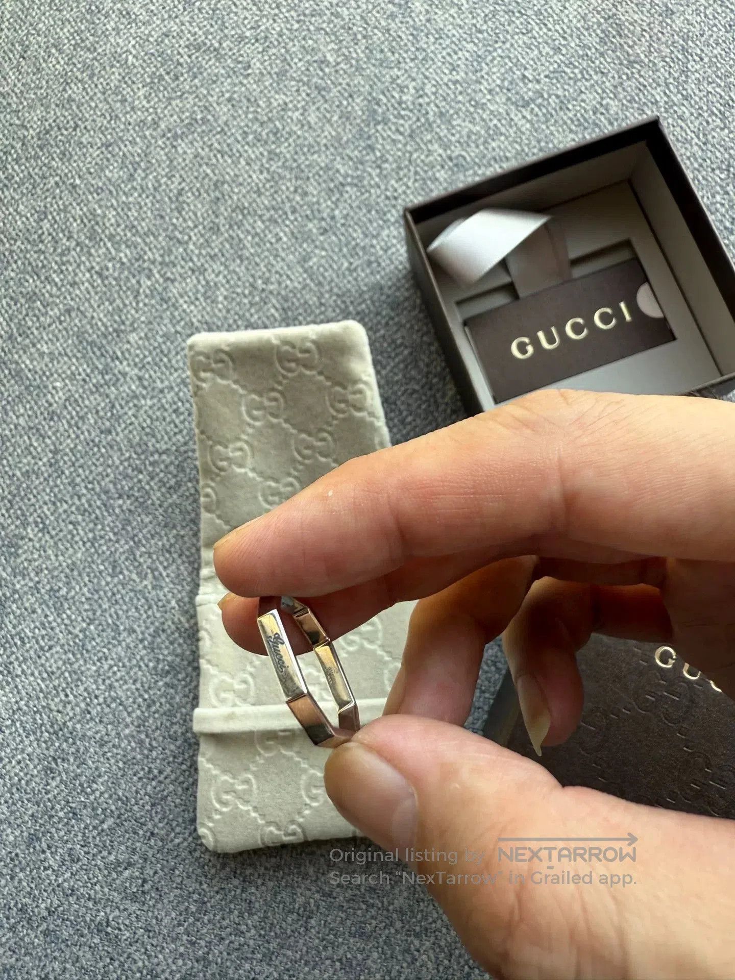 Gucci Gucci Platinum Hexagonal Ring Size 19. Size ONE SIZE - 3 Thumbnail