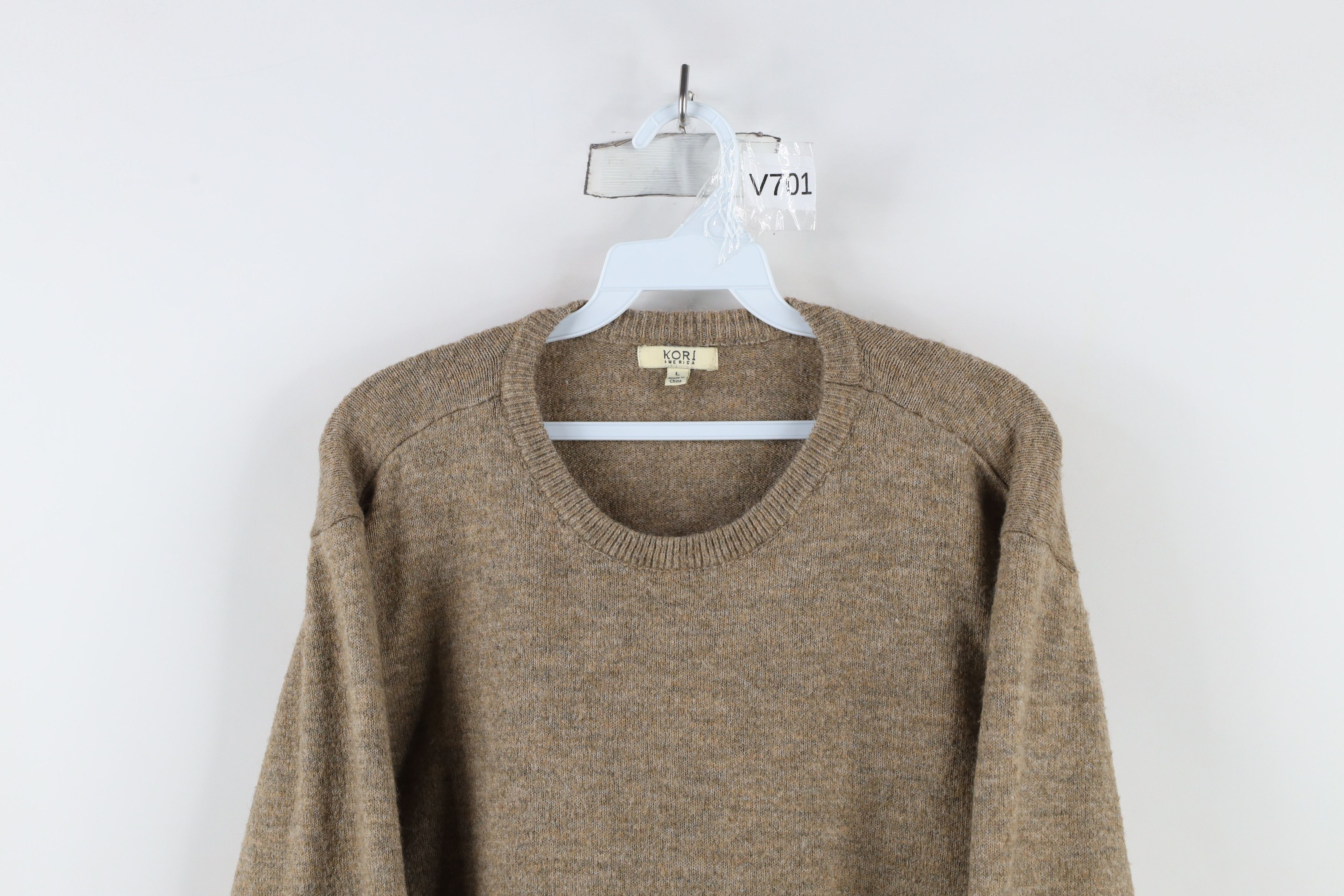 Vintage Vintage 90s Streetwear Knit Crewneck Sweater Oatmeal Brown Size US L / EU 52-54 / 3 - 2 Thumbnail