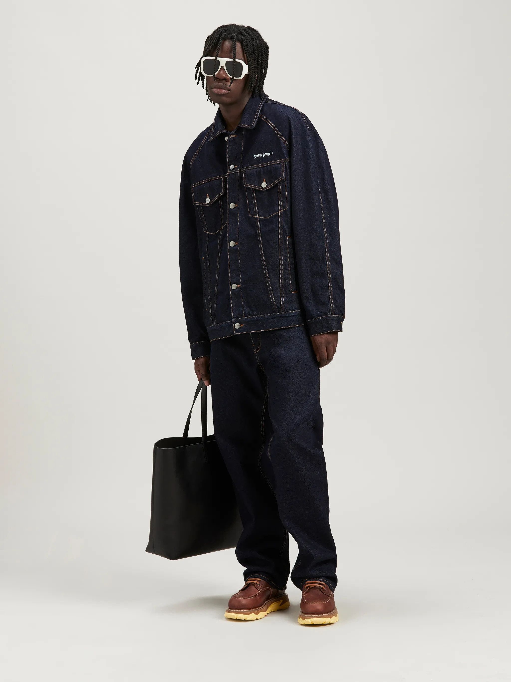 Palm Angels o1y0325 Logo Denim Jacket in Dark Blue Size US S / EU 44-46 / 1 - 6 Thumbnail