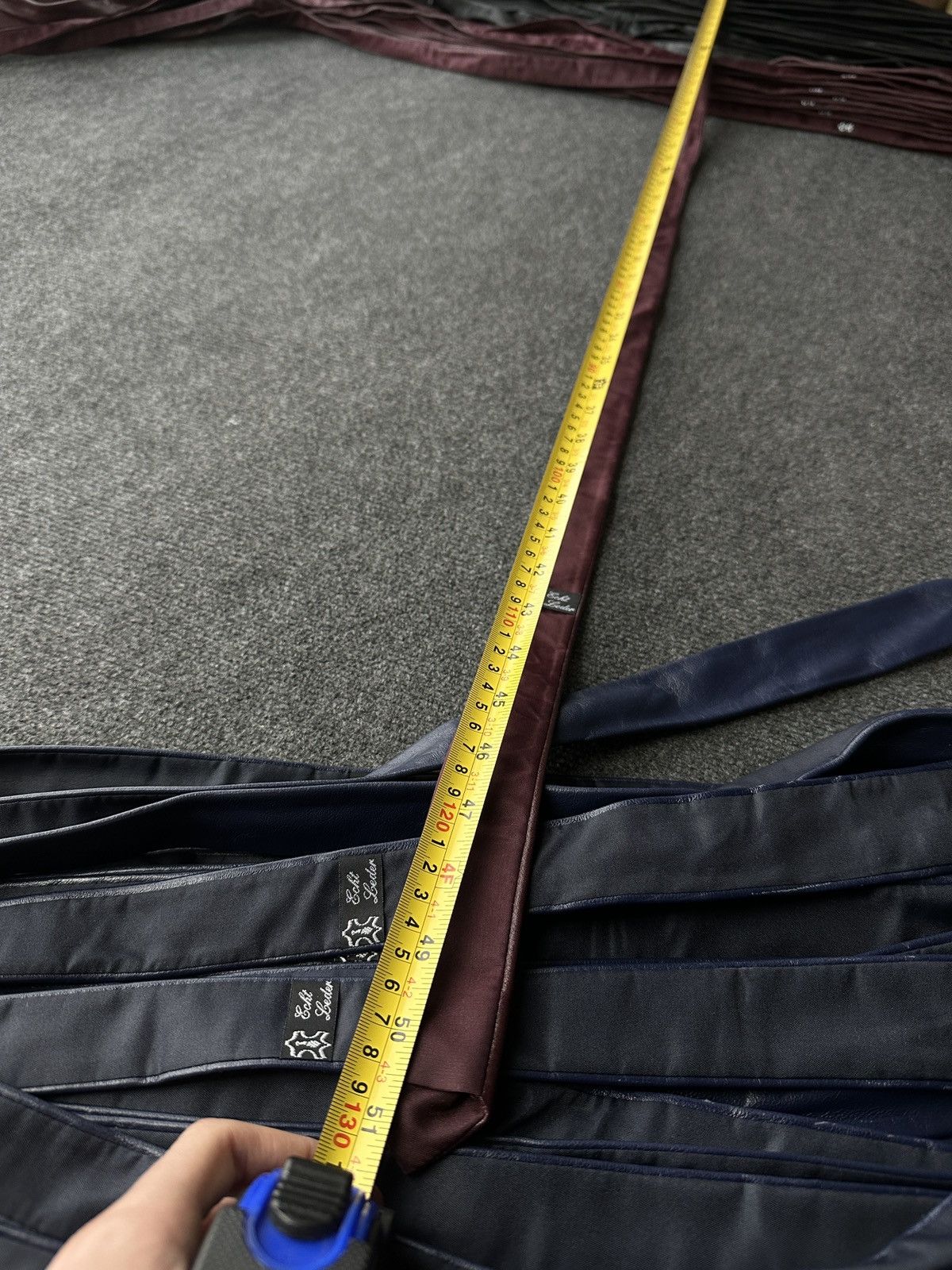Other 🚨 LEATHER BURGUNDY ITALY TIE LUXURY VNTG RARE OLD MONEY Size ONE SIZE - 10 Thumbnail