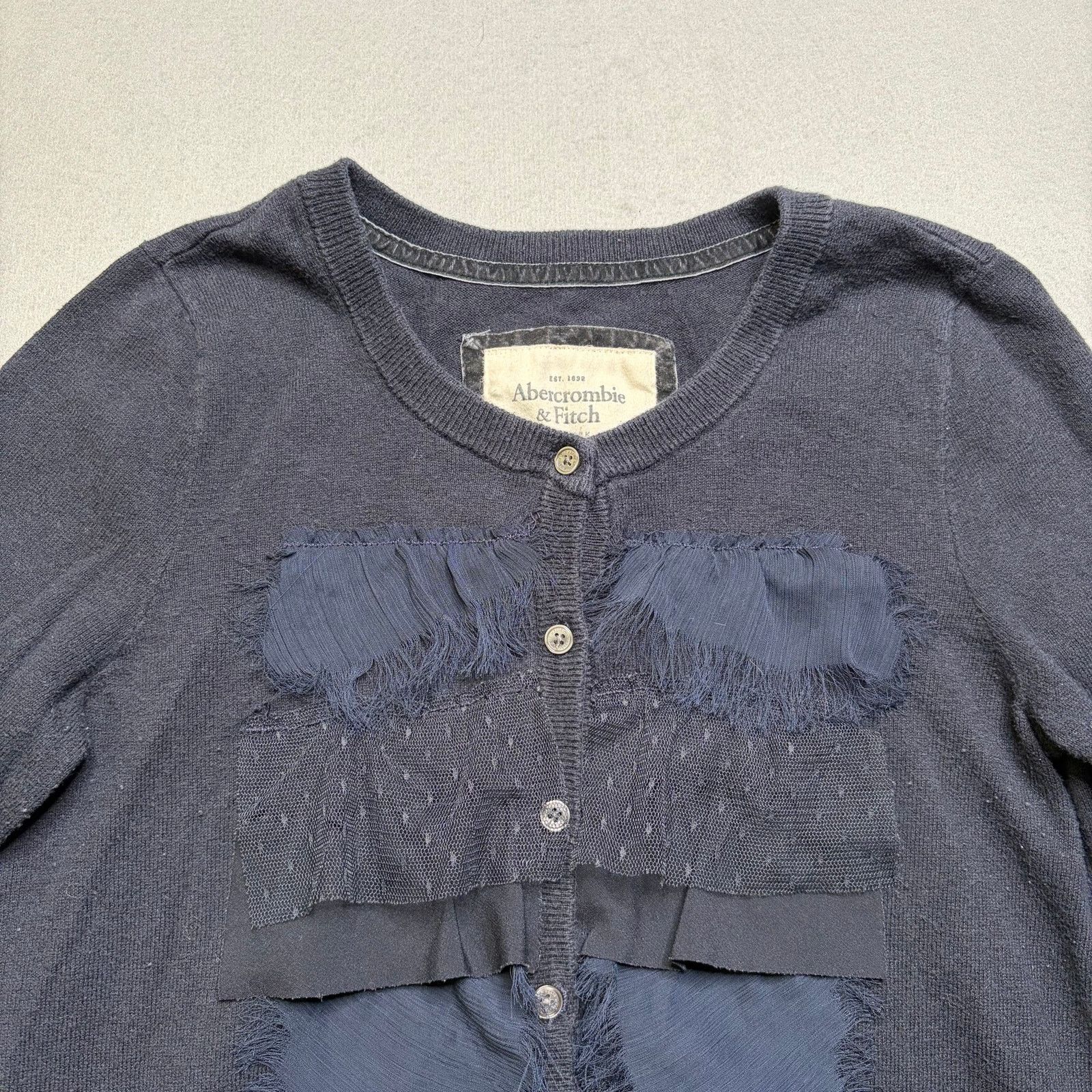 Abercrombie & Fitch Abercrombie & Fitch Cardigan Womens Blue Ruffle Y2K Vintage Size M / US 6-8 / IT 42-44 - 3 Thumbnail