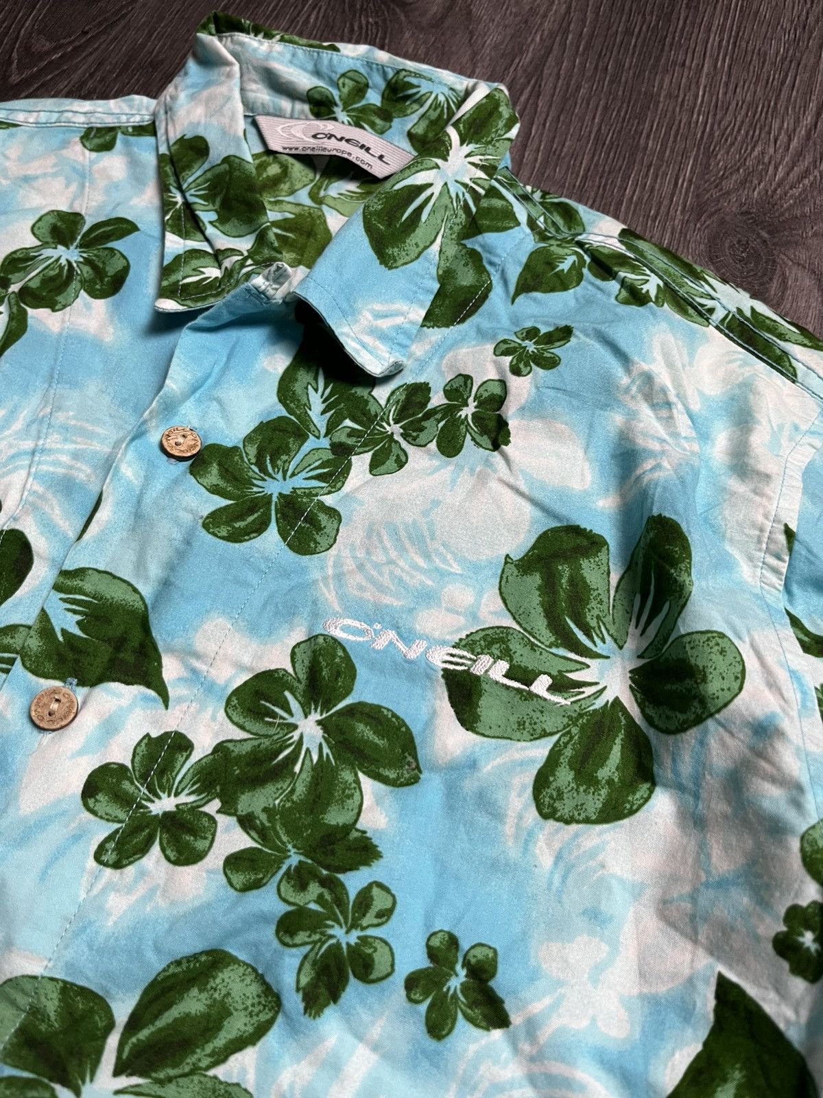 O'Neill Vintage O'Neill Hawaiian Shirt Blue Green Floral Y2K Surf⁠ Size US M / EU 48-50 / 2 - 2 Thumbnail