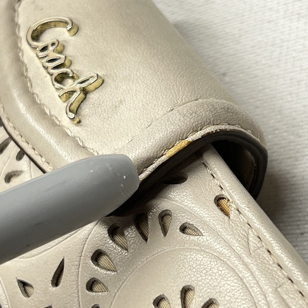 Coach × Vintage Coach Ashley Wallet Ivory Lace Leather Slim Envelope Fold Size ONE SIZE - 10 Thumbnail