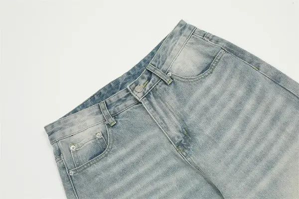 Japanese Brand Men's street ripple washed straight jeans y2k Size US 32 / EU 48 - 4 Thumbnail