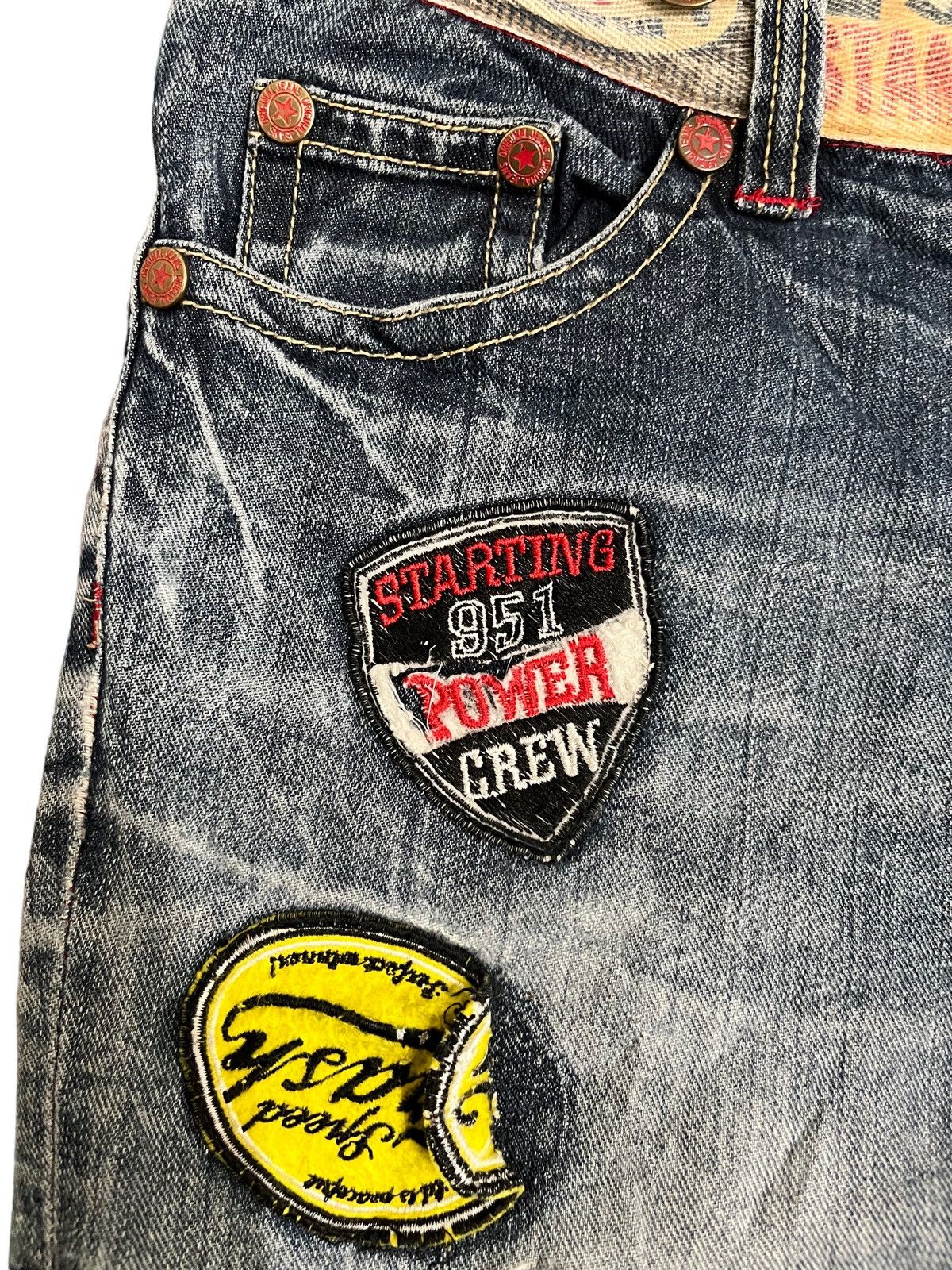 If Six Was Nine Vintage Amazing Jeans Patches Denim Size US 31 - 3 Thumbnail