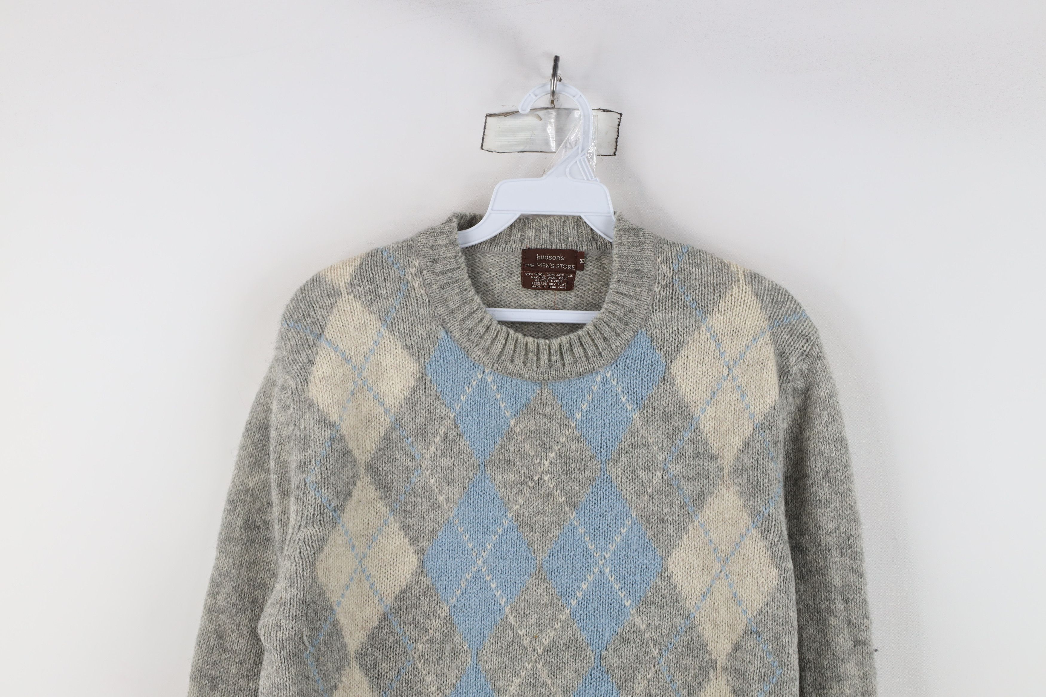 Vintage Vintage 70s Streetwear Argyle Diamond Knit Crewneck Sweater Size US M / EU 48-50 / 2 - 2 Thumbnail