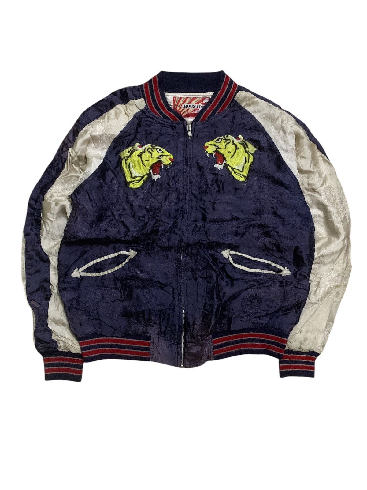 Japanese Brand Houston Rayon Sukajan Japan Tiger Zipper Sun Faded Jacket Size US L / EU 52-54 / 3 - 1 Thumbnail