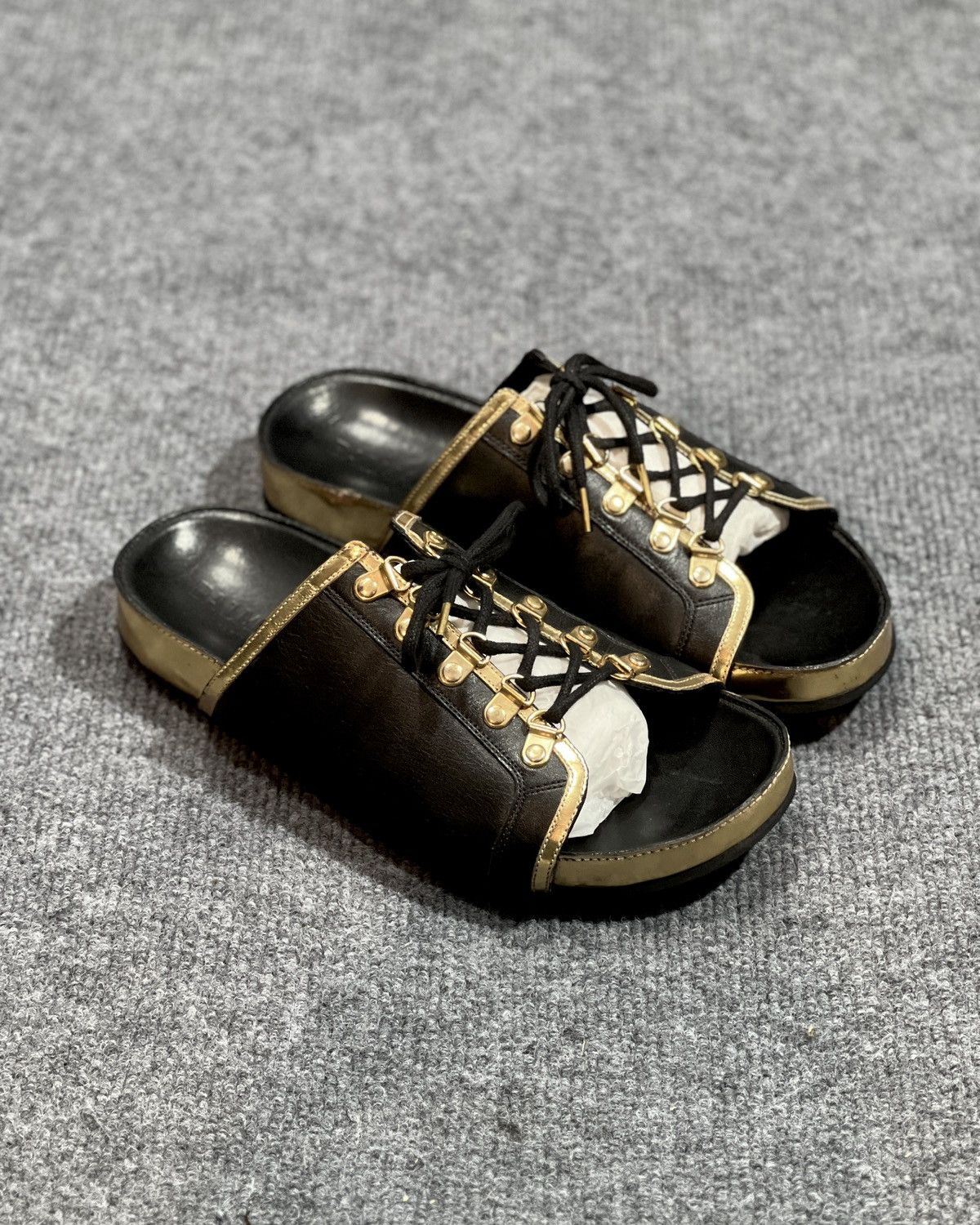 Balmain BALMAIN Two-tone lace-up slide sandals Size US 9 / EU 42 - 2 Thumbnail