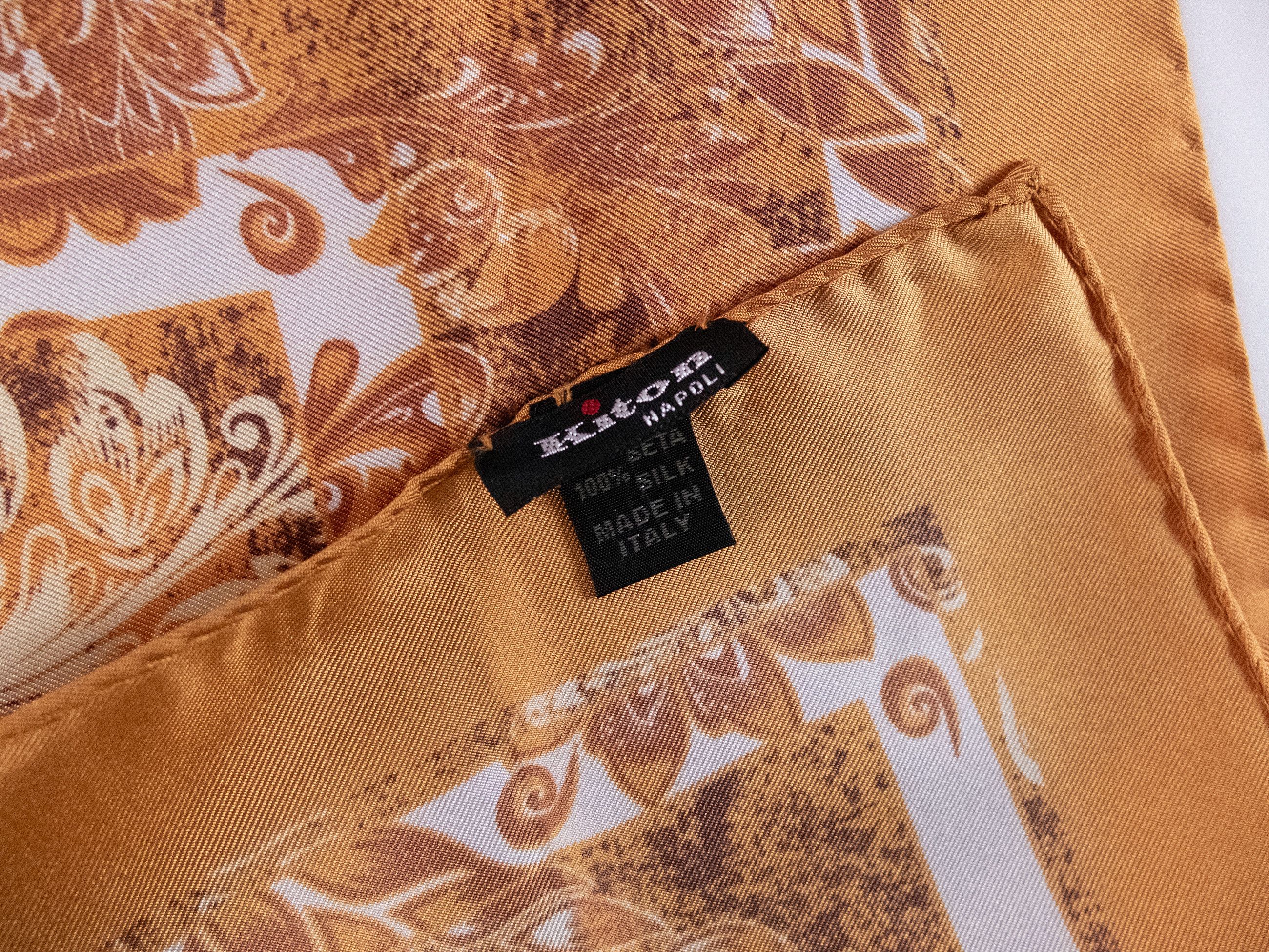 Kiton KITON Napoli hand made yellow floral silk pocket square Size ONE SIZE - 3 Thumbnail