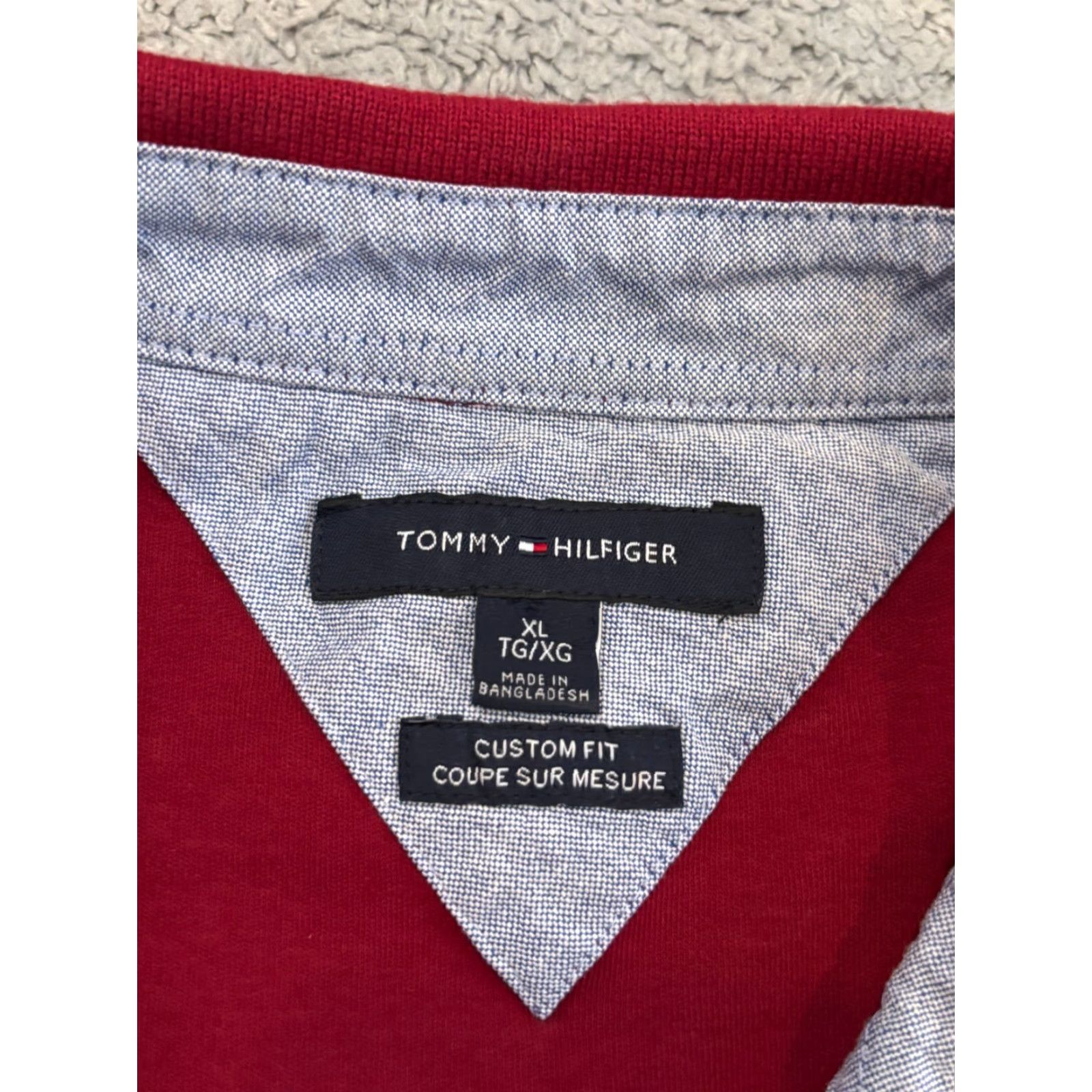 Tommy Hilfiger Tommy Hilfiger Polo Shirt Mens XL Red Casual Short Sleeve Pique Custom Modern Preppy Sports/Classic/Colorful Logo Button Size US XL / EU 56 / 4 - 2 Thumbnail