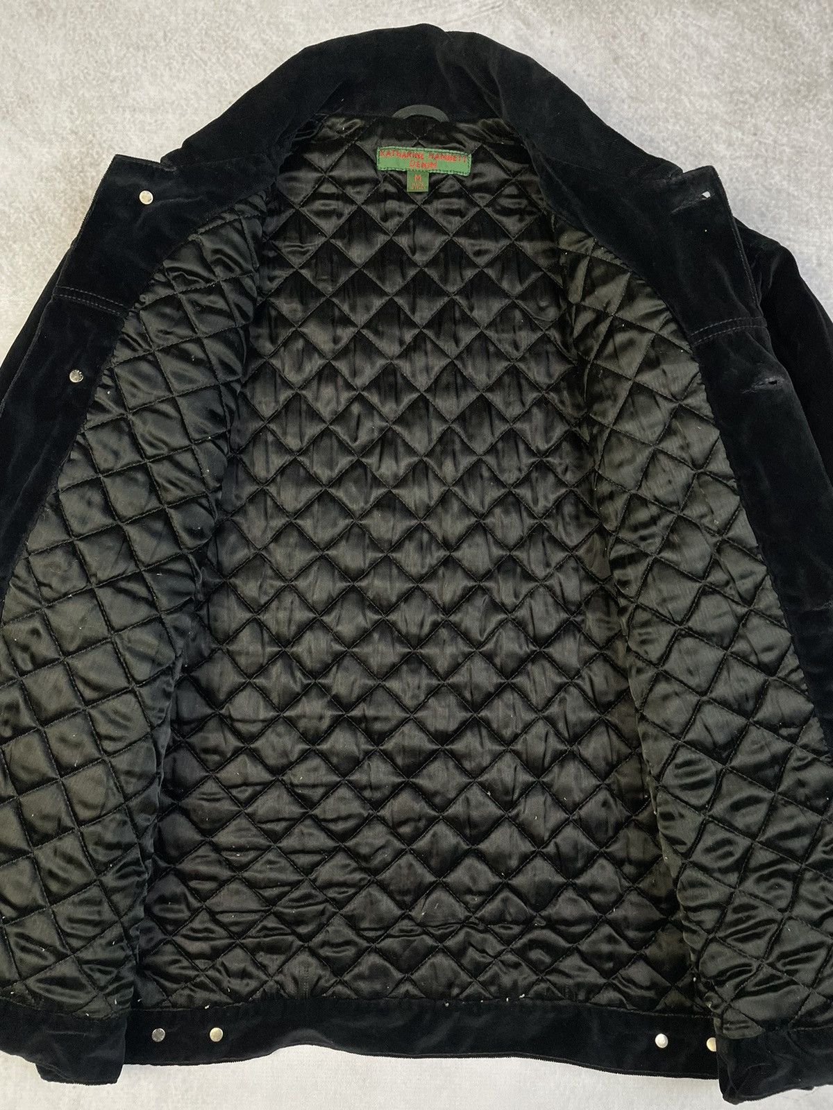 Katharine Hamnett London 1980s Velour Padded Trucker Jacket Size US M / EU 48-50 / 2 - 7 Thumbnail