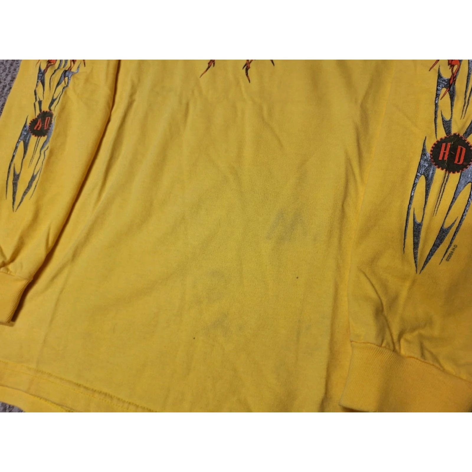 Harley Davidson VINTAGE Harley-Davidson Logo Yellow Flame Fire Longsleeve Shirt M Mens 90s Biker Punk Grunge Fire Double-Sided Logo Size US M / EU 48-50 / 2 - 3 Thumbnail
