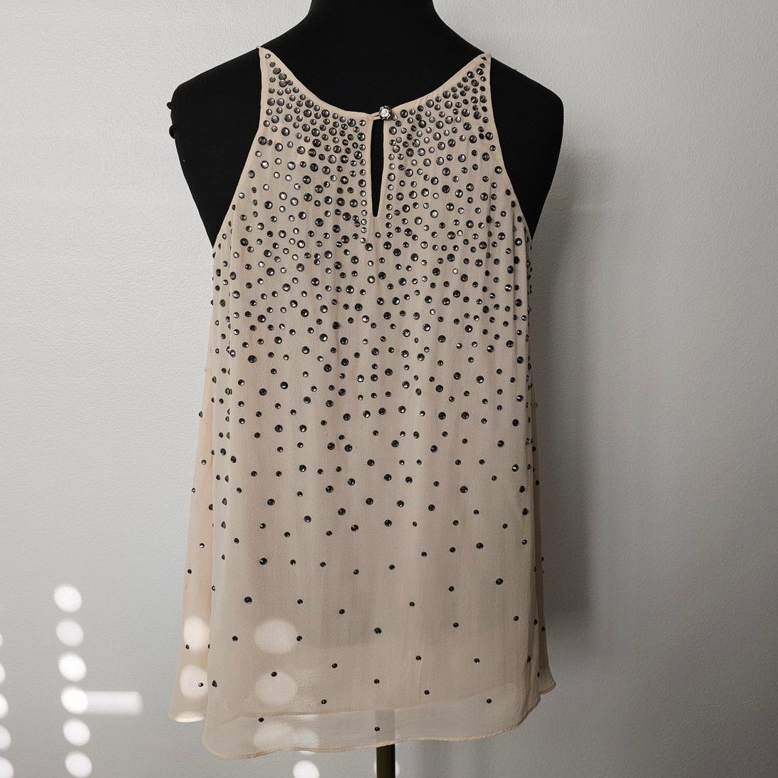 MILLY MILLY Tan Embellished Silk Chiffon Cami Tank Top Blouse 2 Size XS / US 0-2 / IT 36-38 - 4 Thumbnail