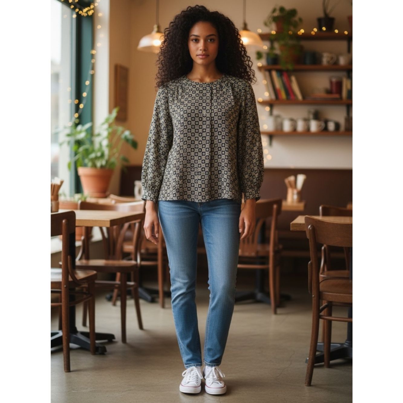 Other Vintage Rena Rowan For Saville Geometric Print Long Sleeve Size L / US 10 / IT 46 - 1 Thumbnail