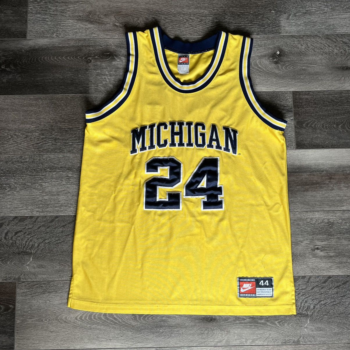 Nike × Vintage Vintage Nike Michigan Wolverines Jimmy King Fab 5 Jersey #24 Size US L / EU 52-54 / 3 - 1 Thumbnail