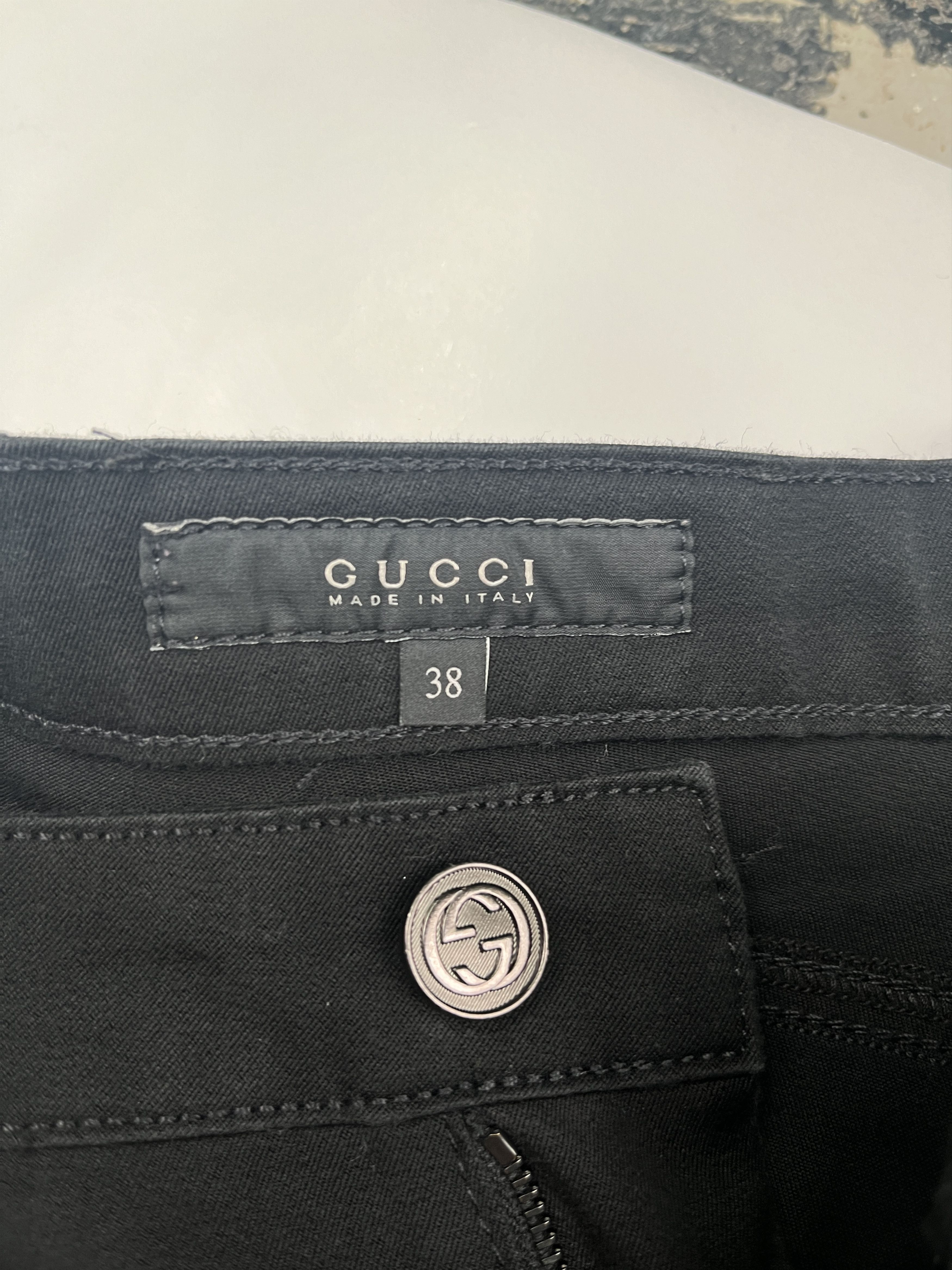 Gucci Gucci Black Cotton Slim Fit Pants With Glossy Brand Tab Size 26" / US 2 / IT 38 - 4 Thumbnail
