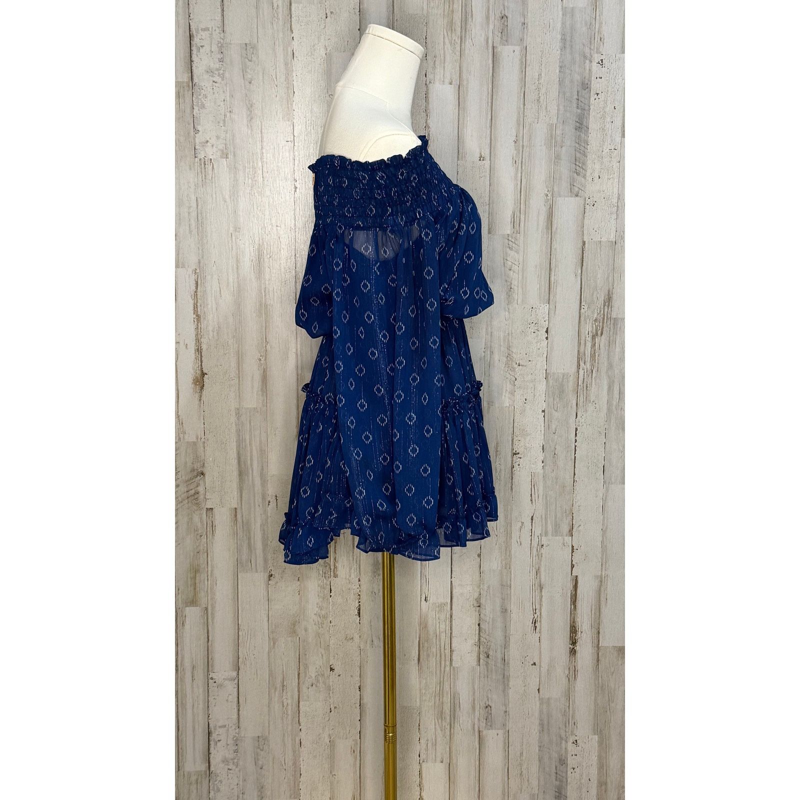 MISA Los Angeles Misa Los Angeles Women's XS Blue Off Shoulder Mini Dress Size XS / US 0-2 / IT 36-38 - 7 Thumbnail