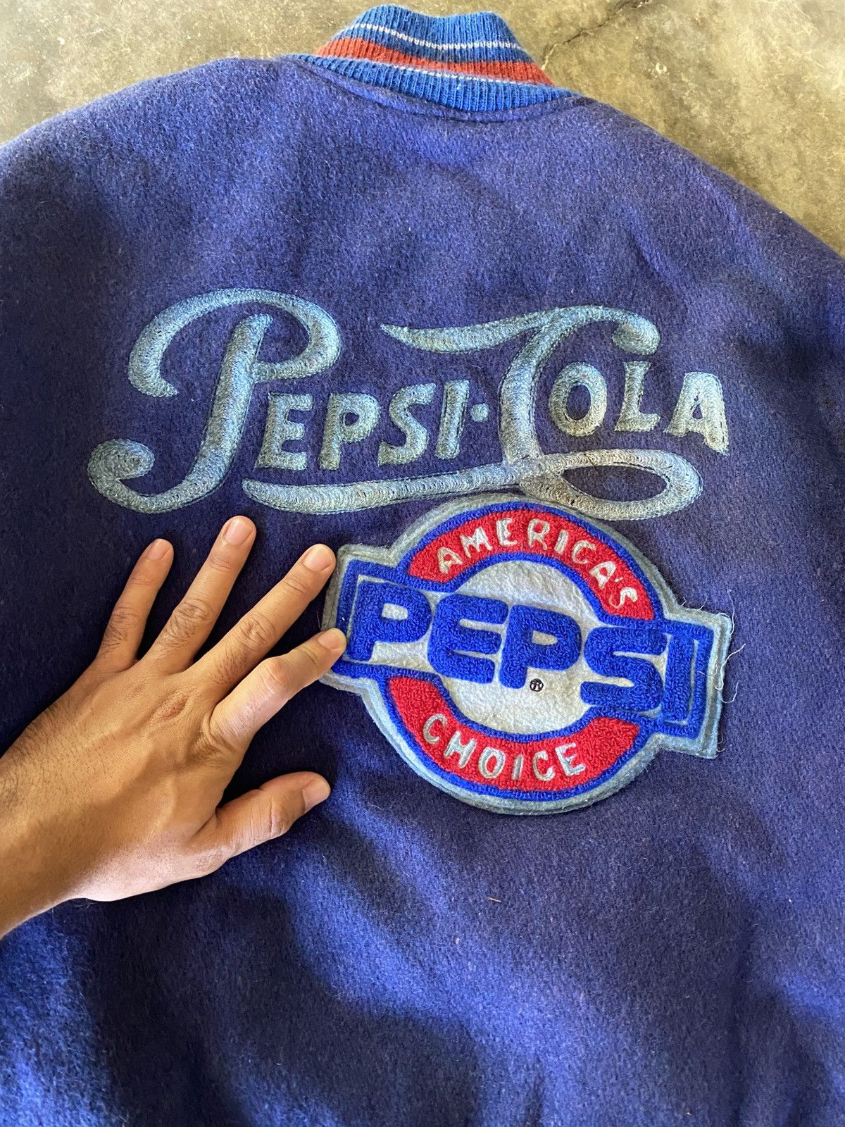 Pepsi VINTAGE Pepsi Cola Varsity Jacket 100 cotton Wool 🔥 Size US L / EU 52-54 / 3 - 9 Thumbnail
