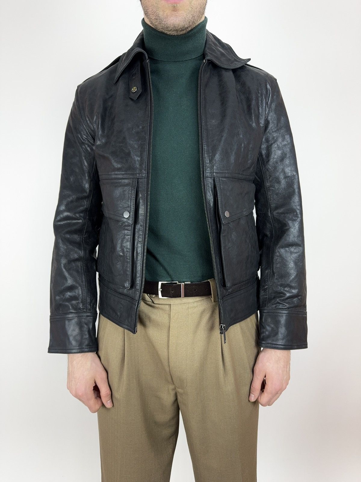 H&M H&M Leather Jacket Biker Cargo Short Flight JKT Mens Preppy Size US XS / EU 42 / 0 - 6 Thumbnail