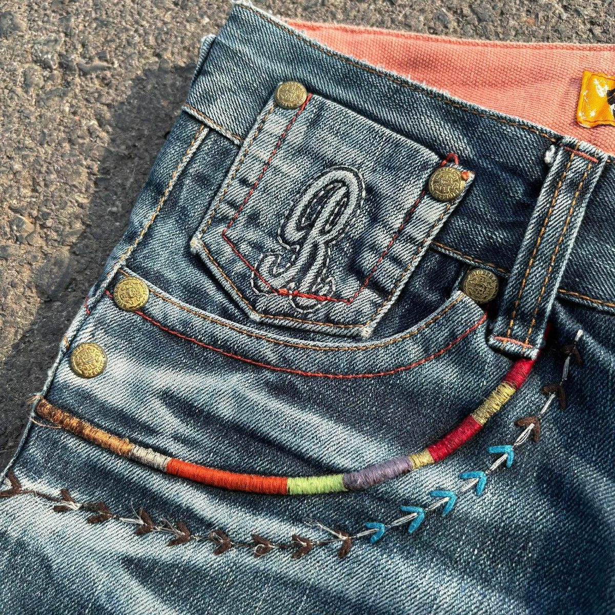 Tornado Mart ❌SOLD❌RIOBERA Flare Jeans Distressed Skull Button 30 Size US 30 / EU 46 - 7 Thumbnail