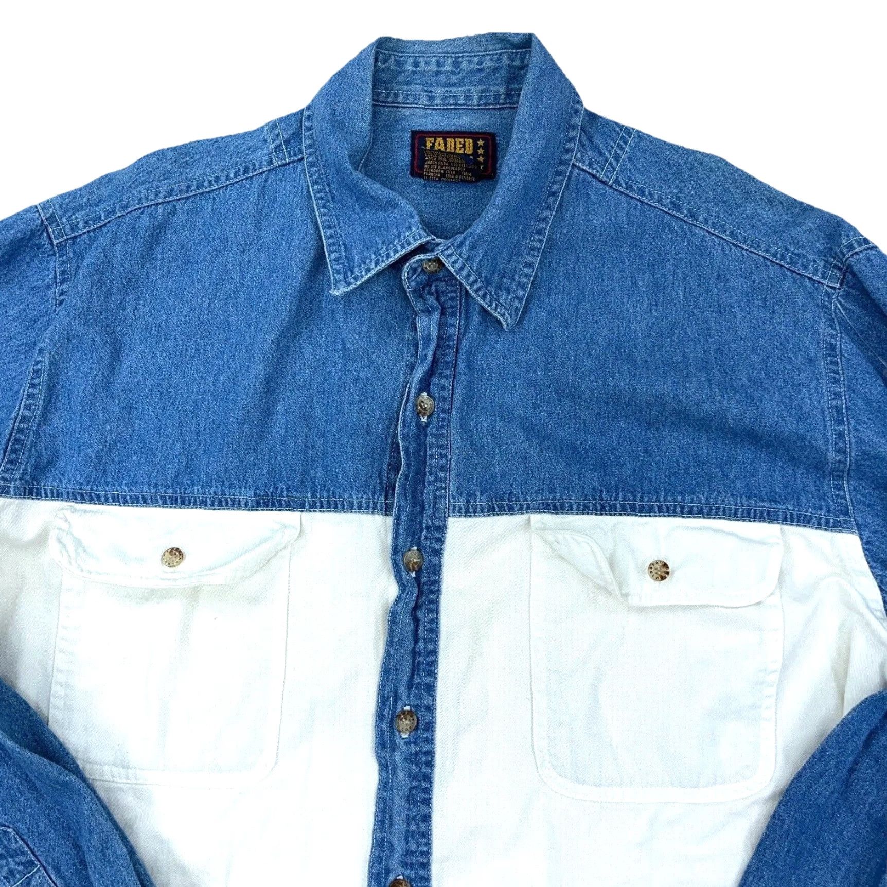 Faded Glory VINTAGE Faded Glory Shirt Men Large Blue White Denim Western Cowboy Brush Y2K Size US L / EU 52-54 / 3 - 2 Thumbnail