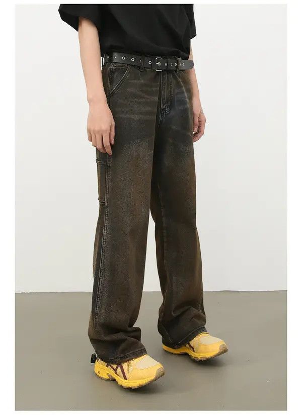VIBE Men's loose straight high street distressed washed jeans Size US 32 / EU 48 - 2 Thumbnail
