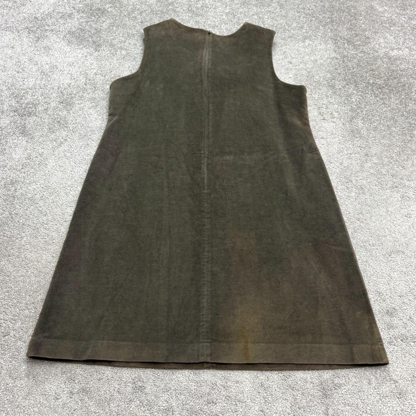 Vintage L.L. Bean Sleeveless Shift Dress Jumper Womens S Green Cotton V-Neck Knee Length Size S / US 4 / IT 40 - 2 Thumbnail
