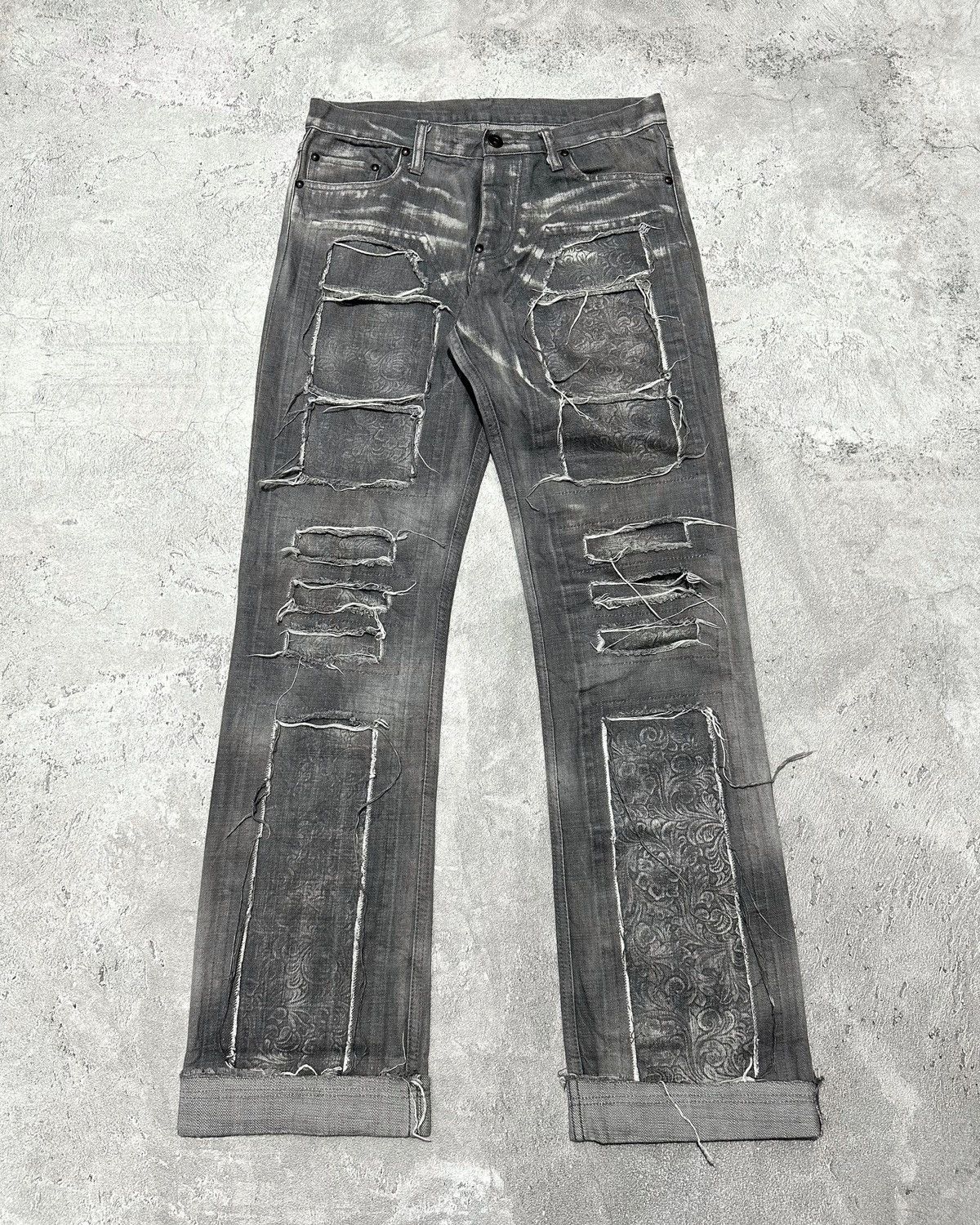 Japanese Brand Hiroyuki Ohara of AYUITE Denim Distressed Patchwork Size US 29 - 1 Thumbnail