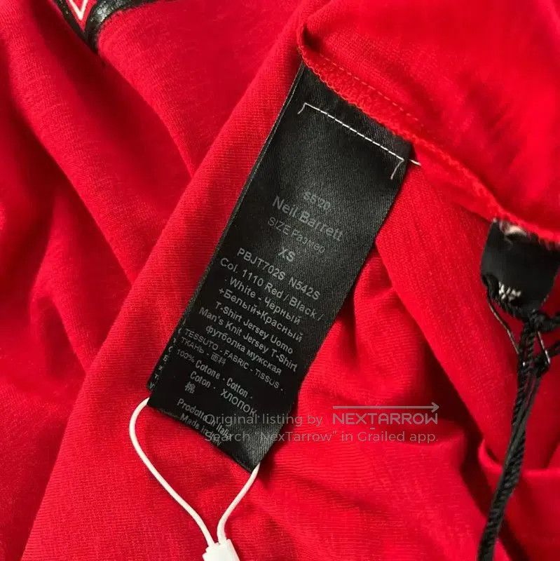 NeIL BarreTT Red Cotton T-Shirt for Men .