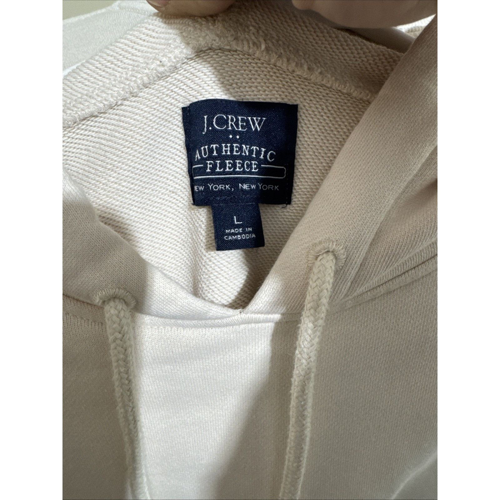 J.Crew J.Crew Men's Fleece Pullover Hoodie LARGE Ivory Beige Bone Size US L / EU 52-54 / 3 - 3 Thumbnail